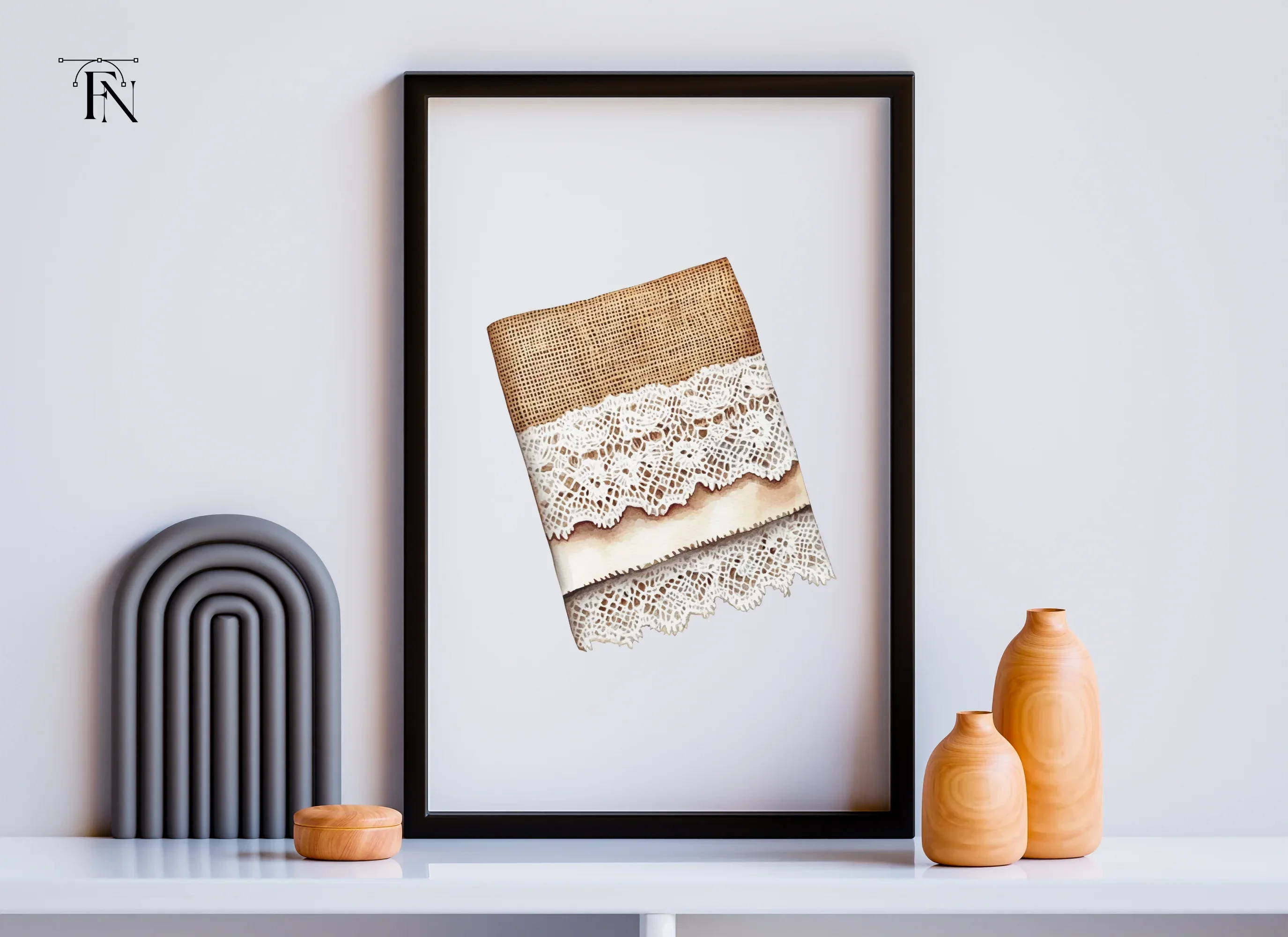 Burlap and Lace Border Clipart Bundle - Image 6