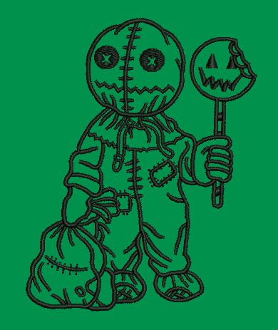 Burlap Trickster with Lollipop Embroidery Design