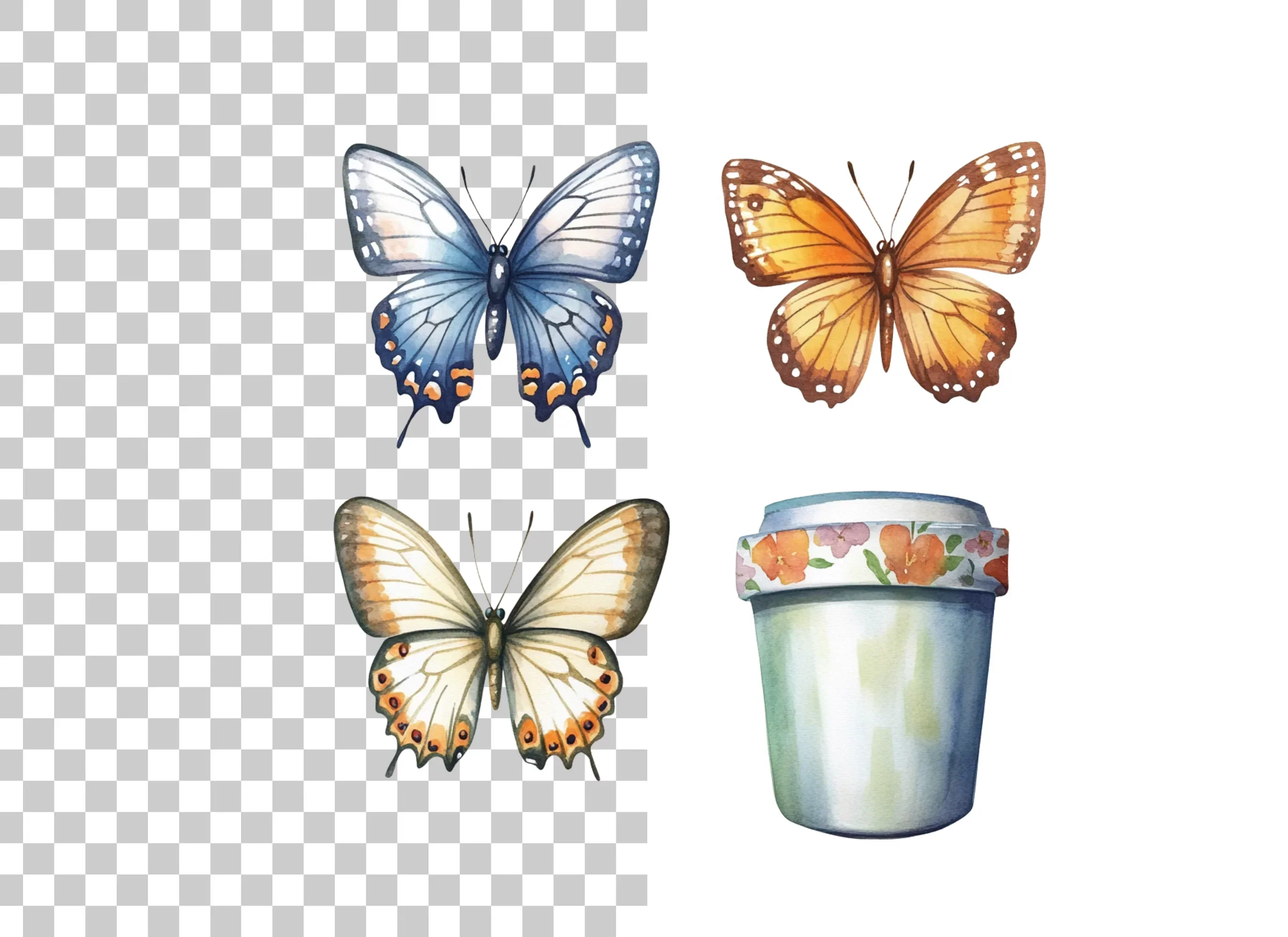 Butterfly Cup Clipart Bundle - Image 2