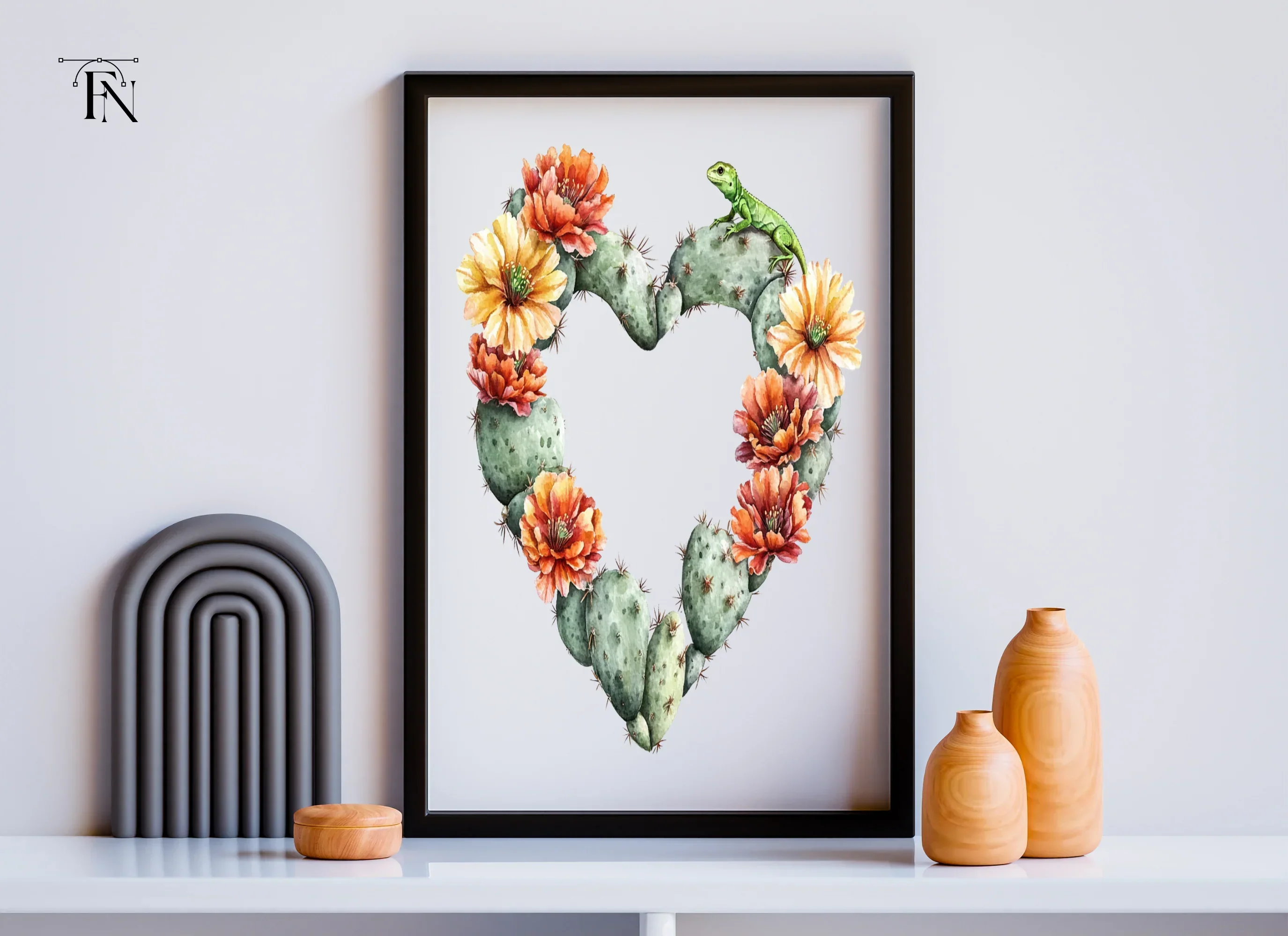 Cactus Heart with Lizard Clipart Bundle - Image 3