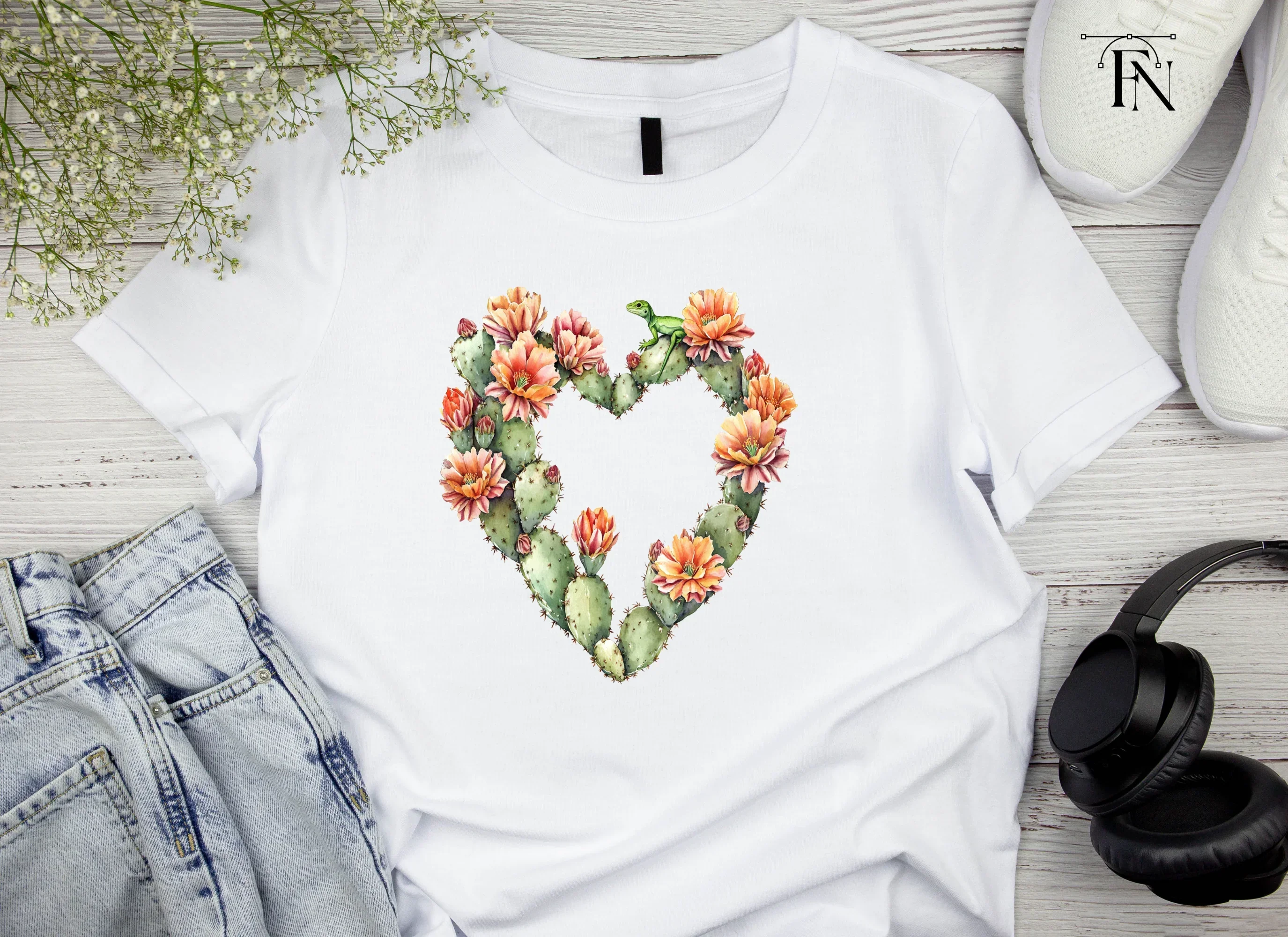 Cactus Heart with Lizard Clipart Bundle - Image 5