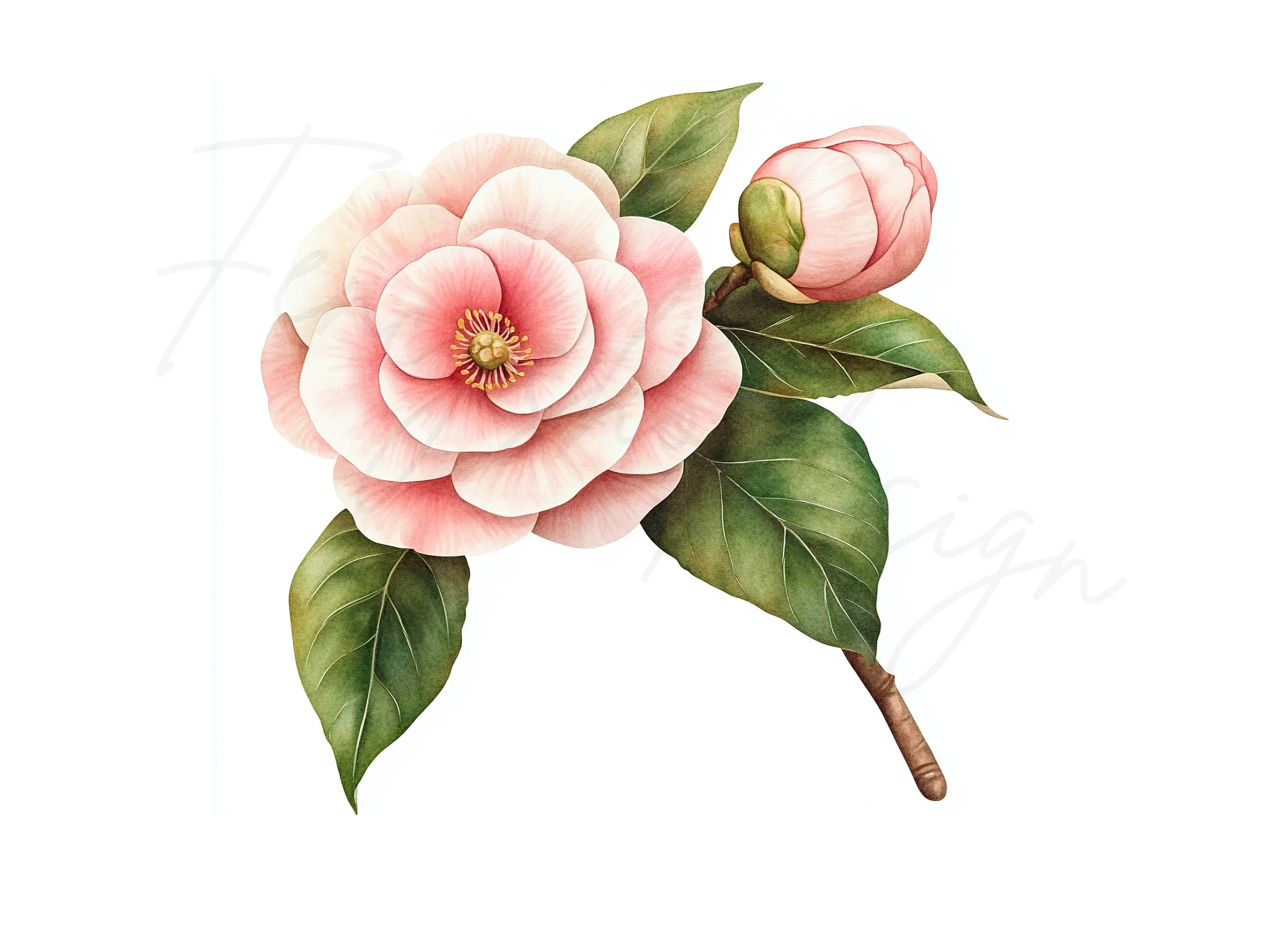 Camellia Blossom and Bud Clipart Bundle - Image 2