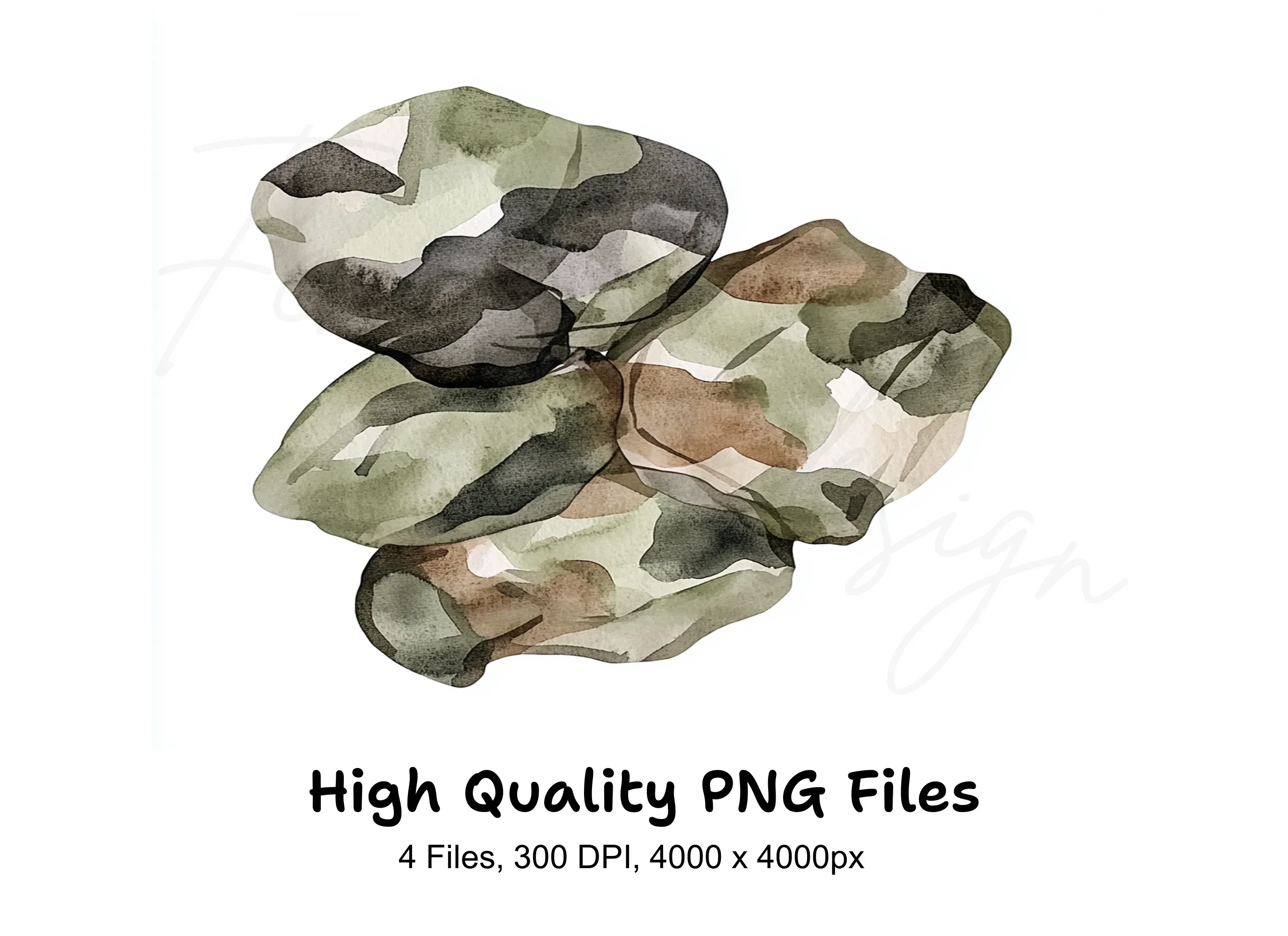 Camouflage Rocks Clipart Bundle