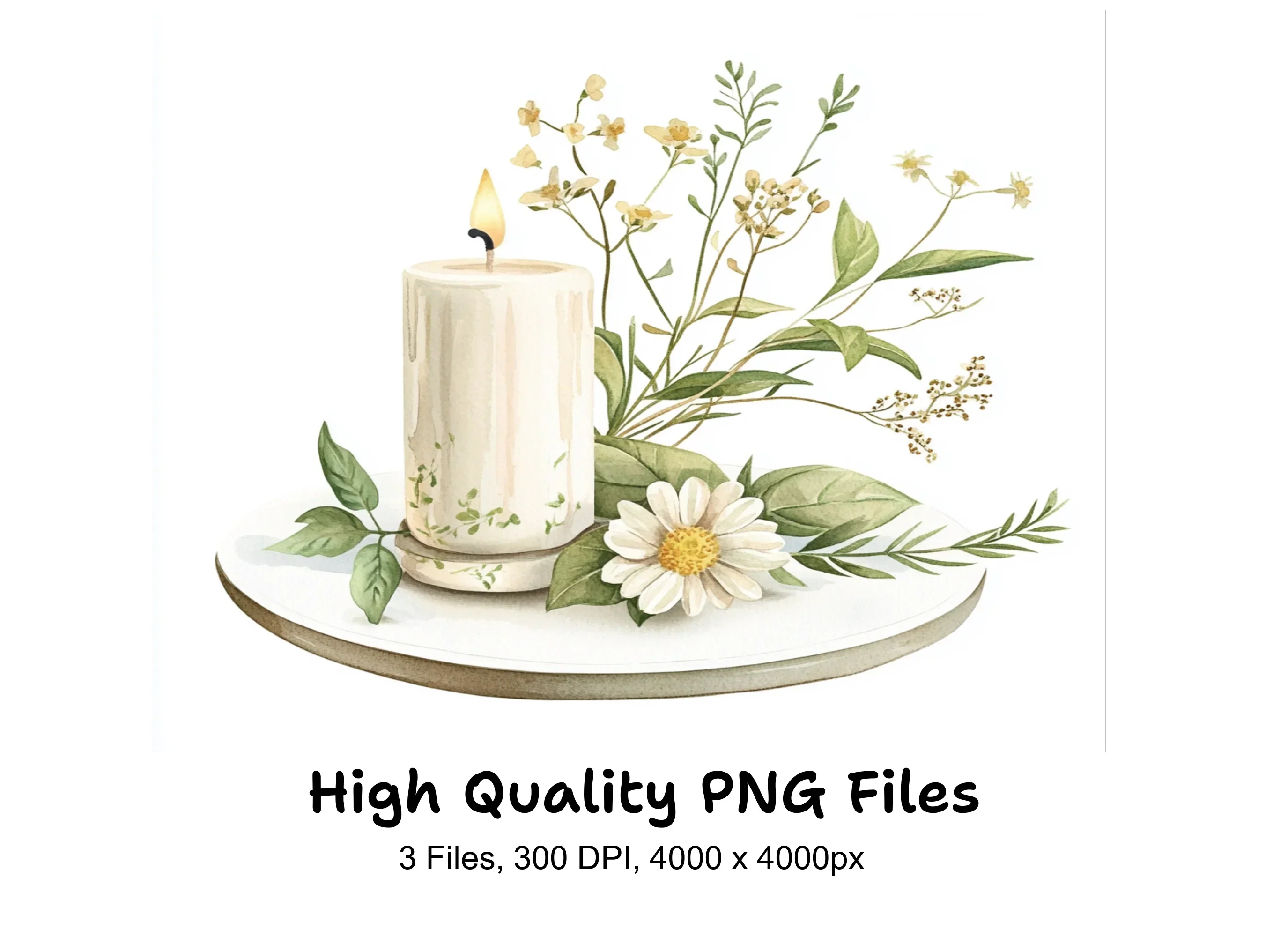 Candle Floral Clipart Bundle