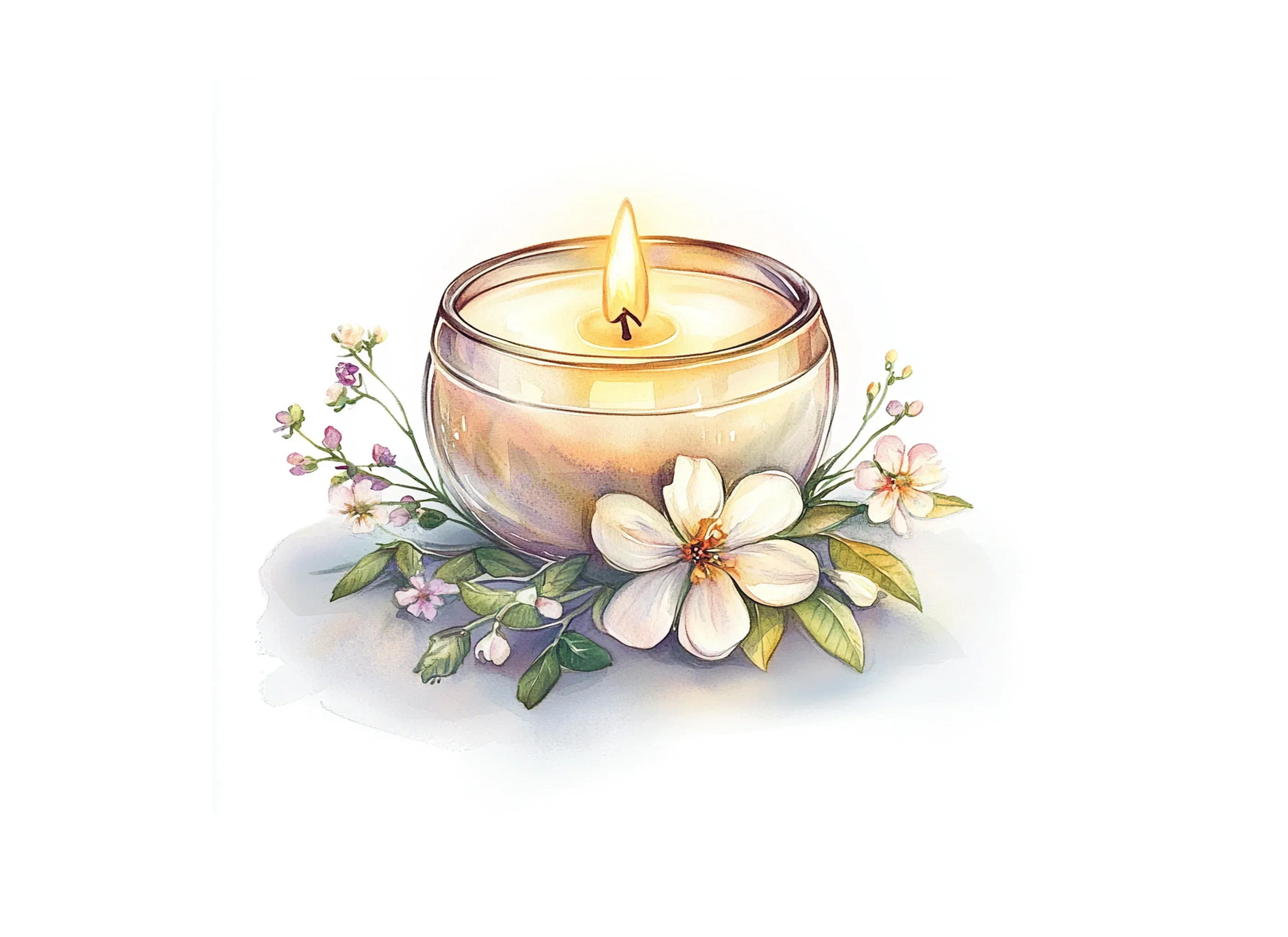 Candle White Flowers Clipart Bundle - Image 3