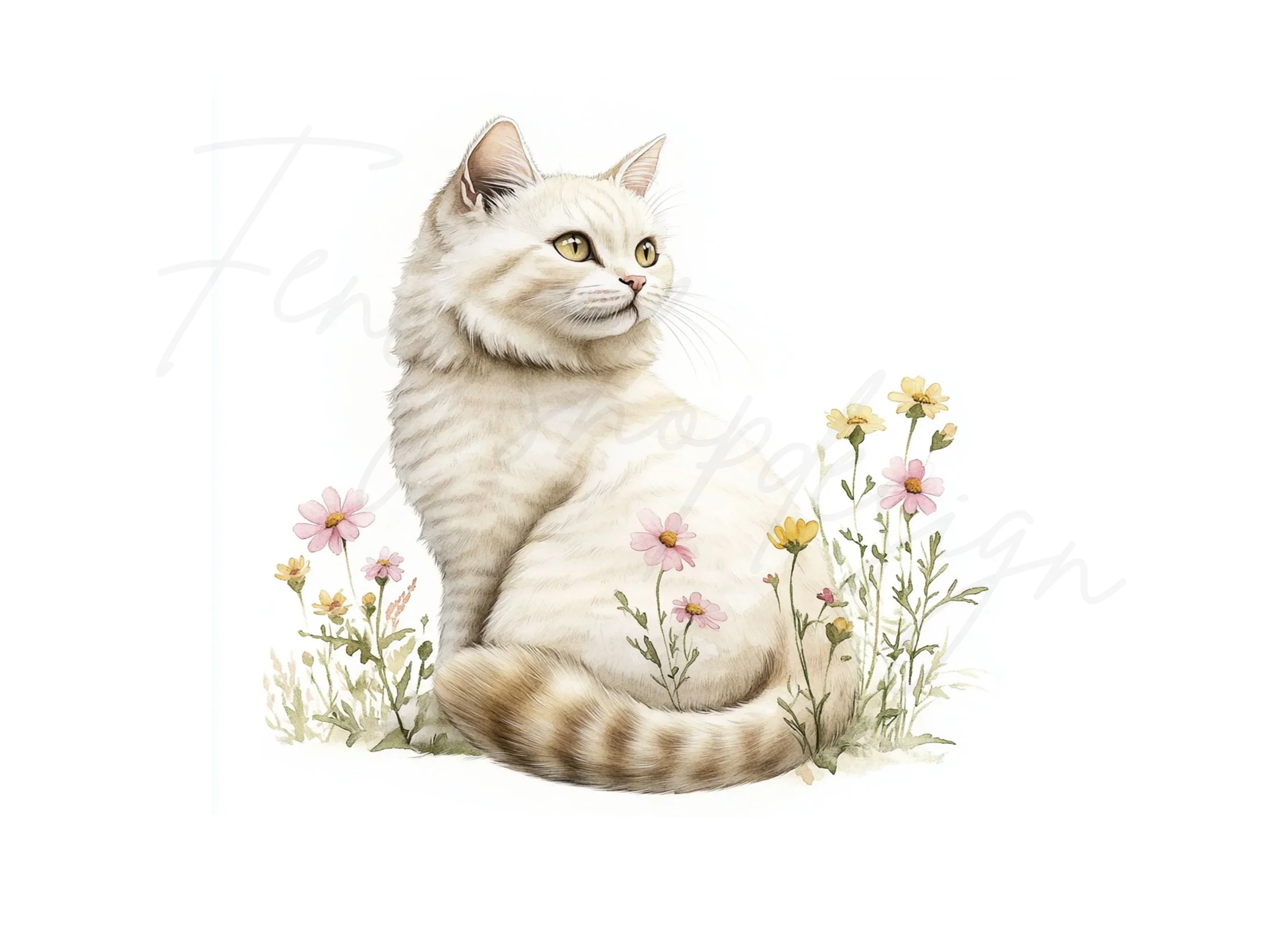 Cats in Wildflower Meadow Clipart Bundle - Image 3