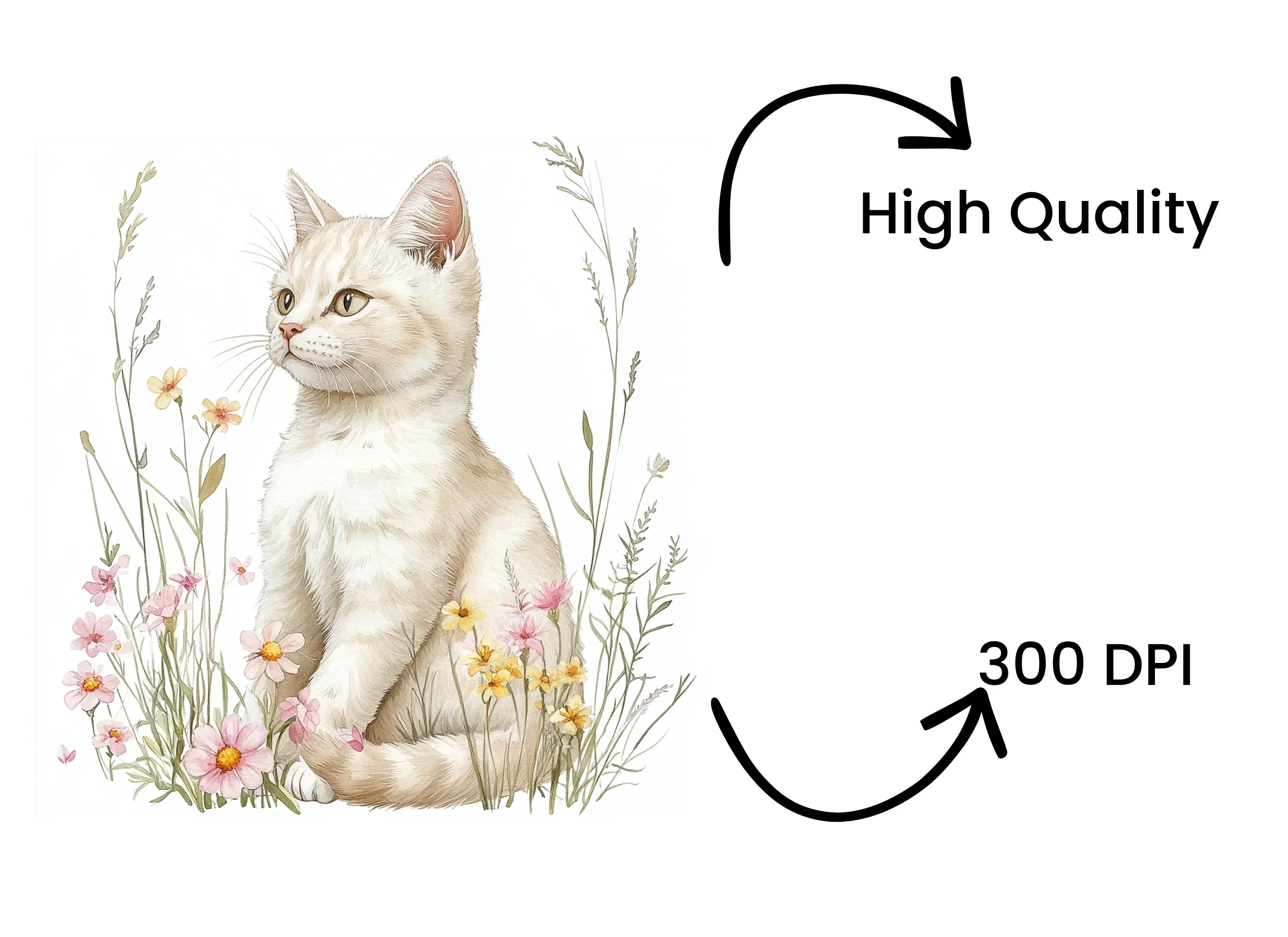 Cats in Wildflower Meadow Clipart Bundle - Image 4