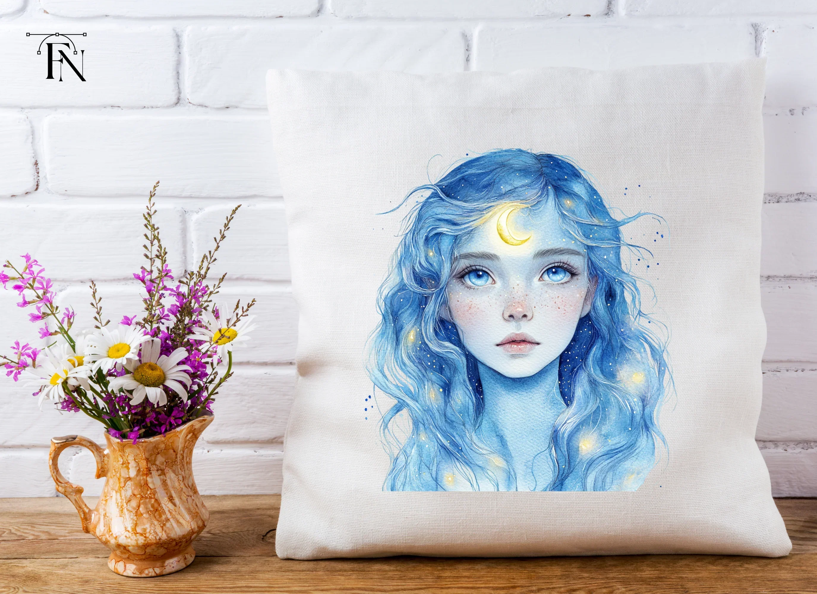 Celestial Blue Haired Girl Clipart Bundle - Image 5