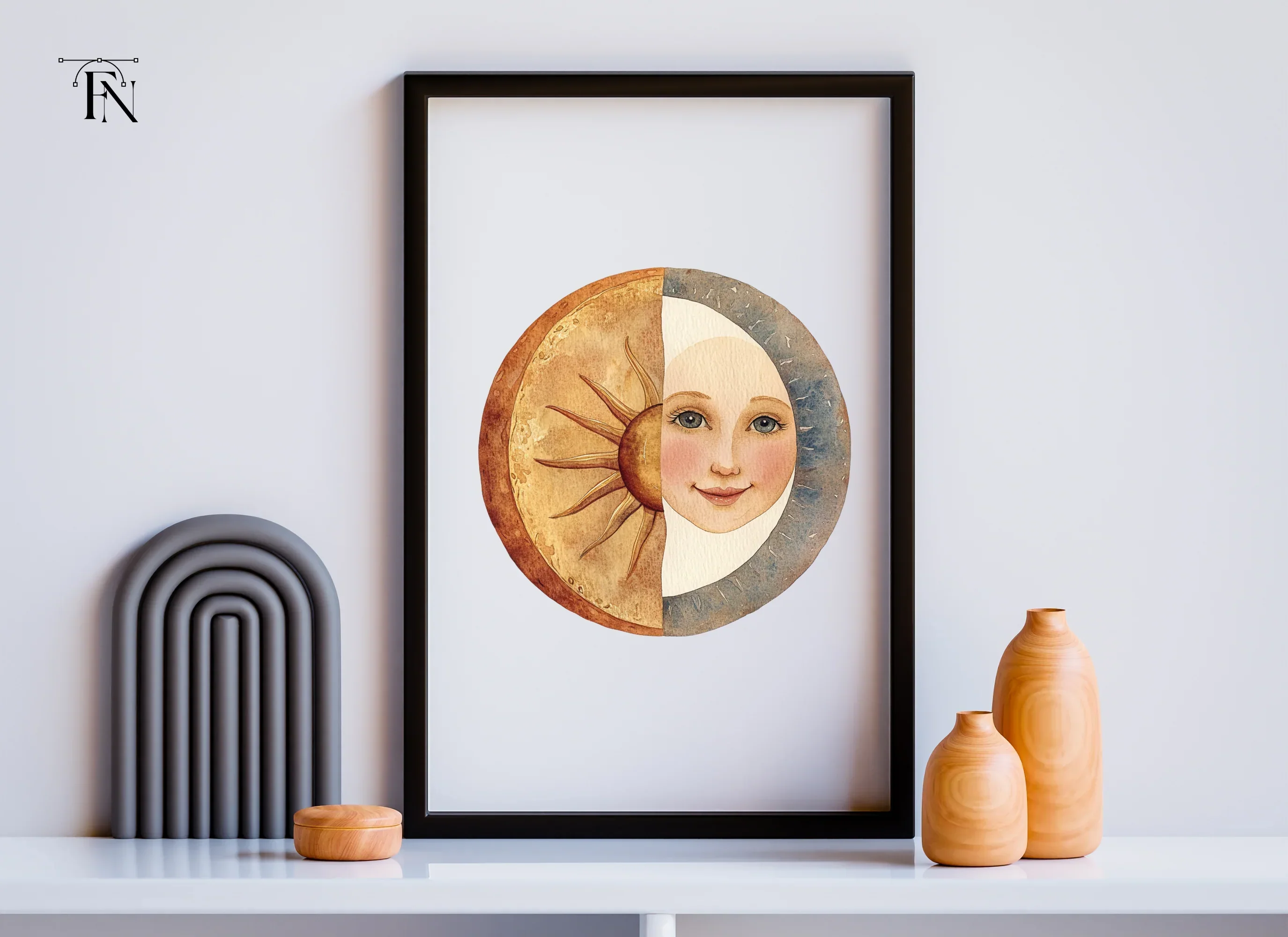 Celestial Sun Moon Face Clipart Bundle - Image 6