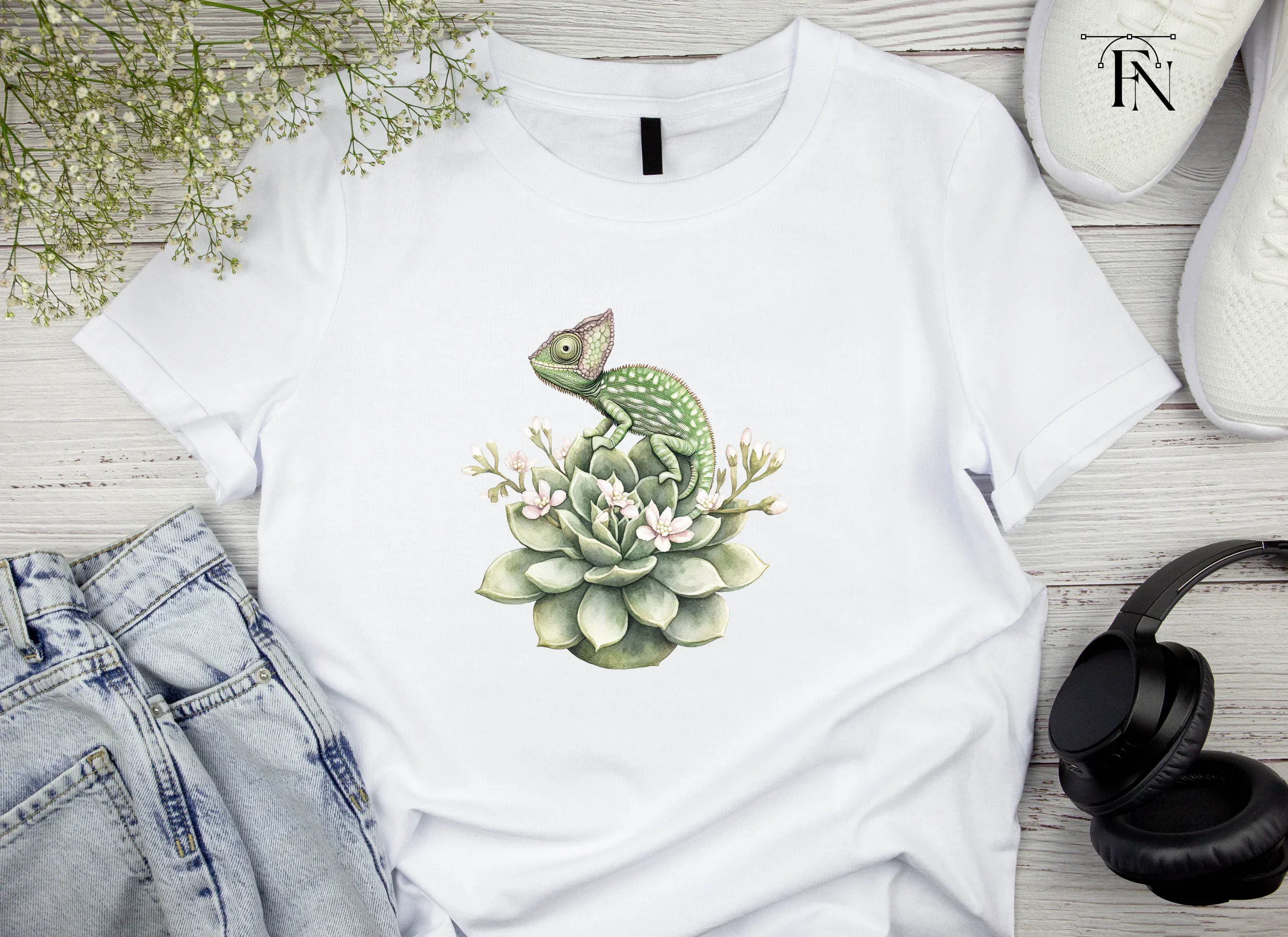 Chameleon on Succulent Clipart Bundle - Image 6