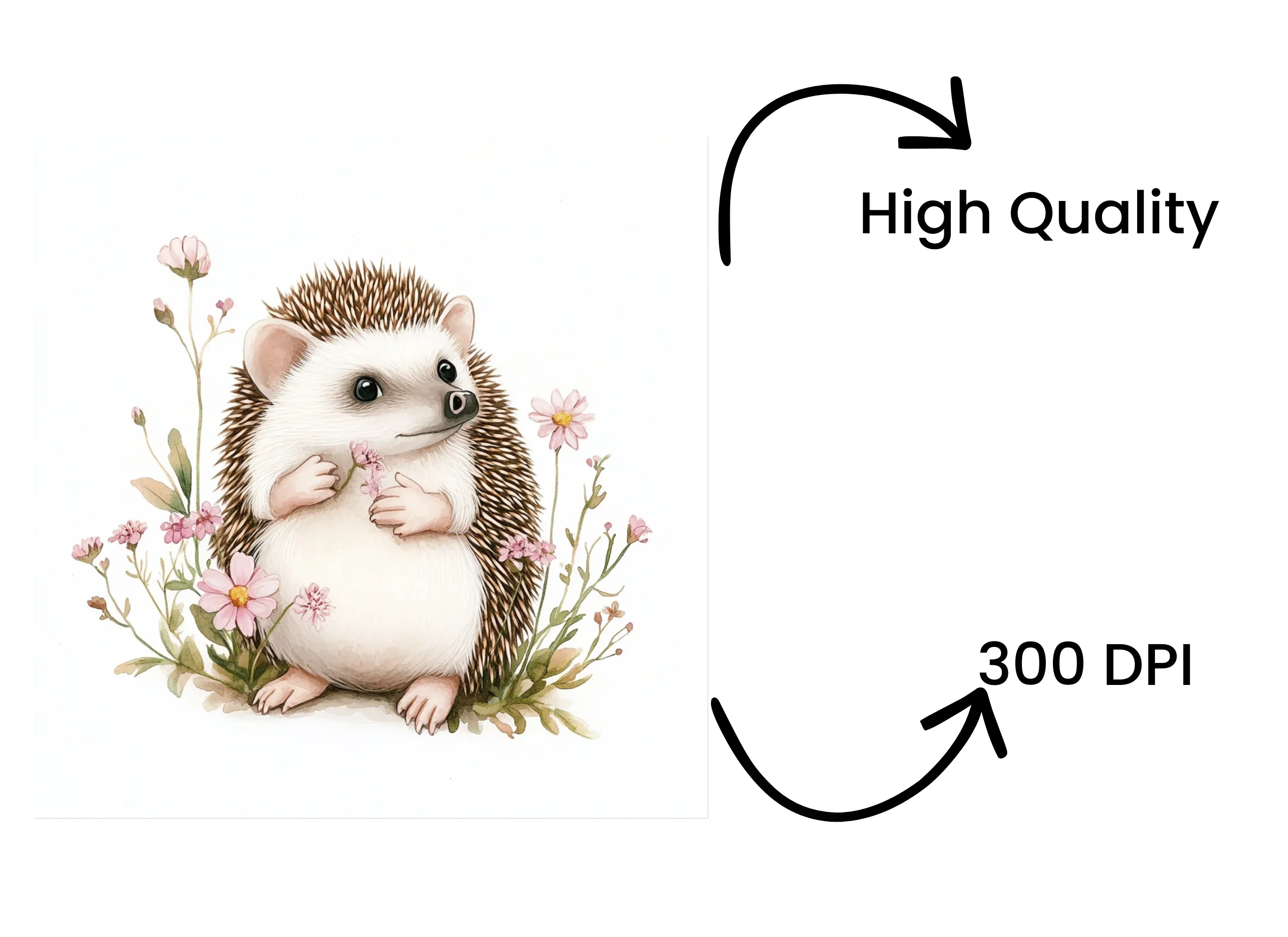 Charming Baby Hedgehogs with Flowers Clipart Bundle - Image 4