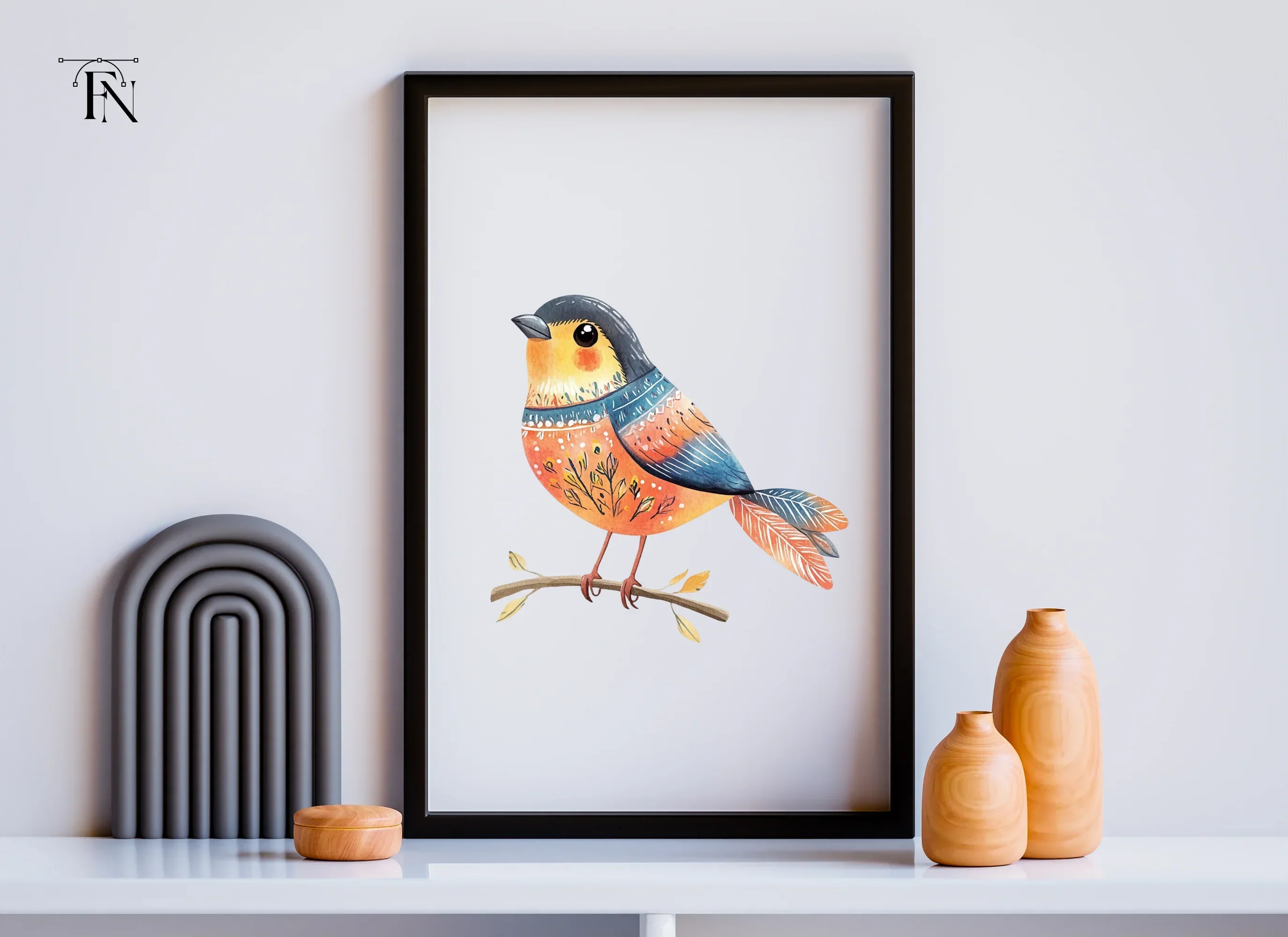 Charming Bird on Branch Clipart Bundle - Image 3