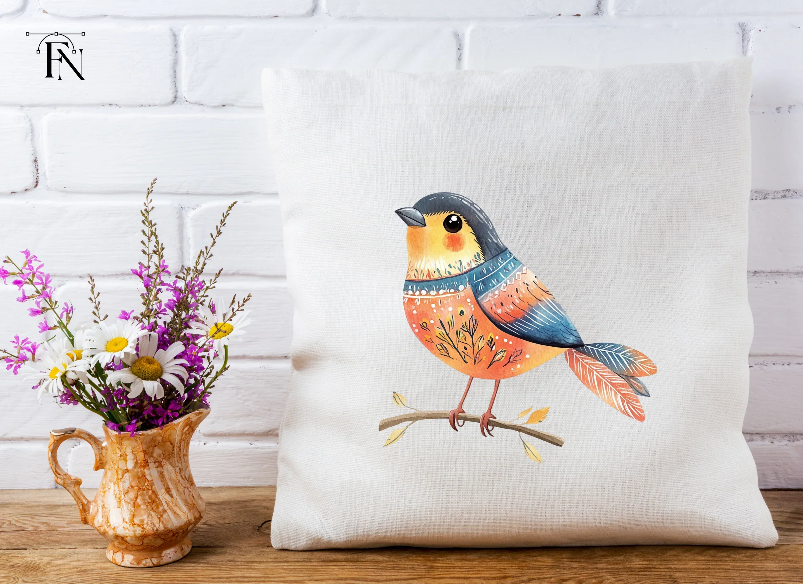 Charming Bird on Branch Clipart Bundle - Image 4