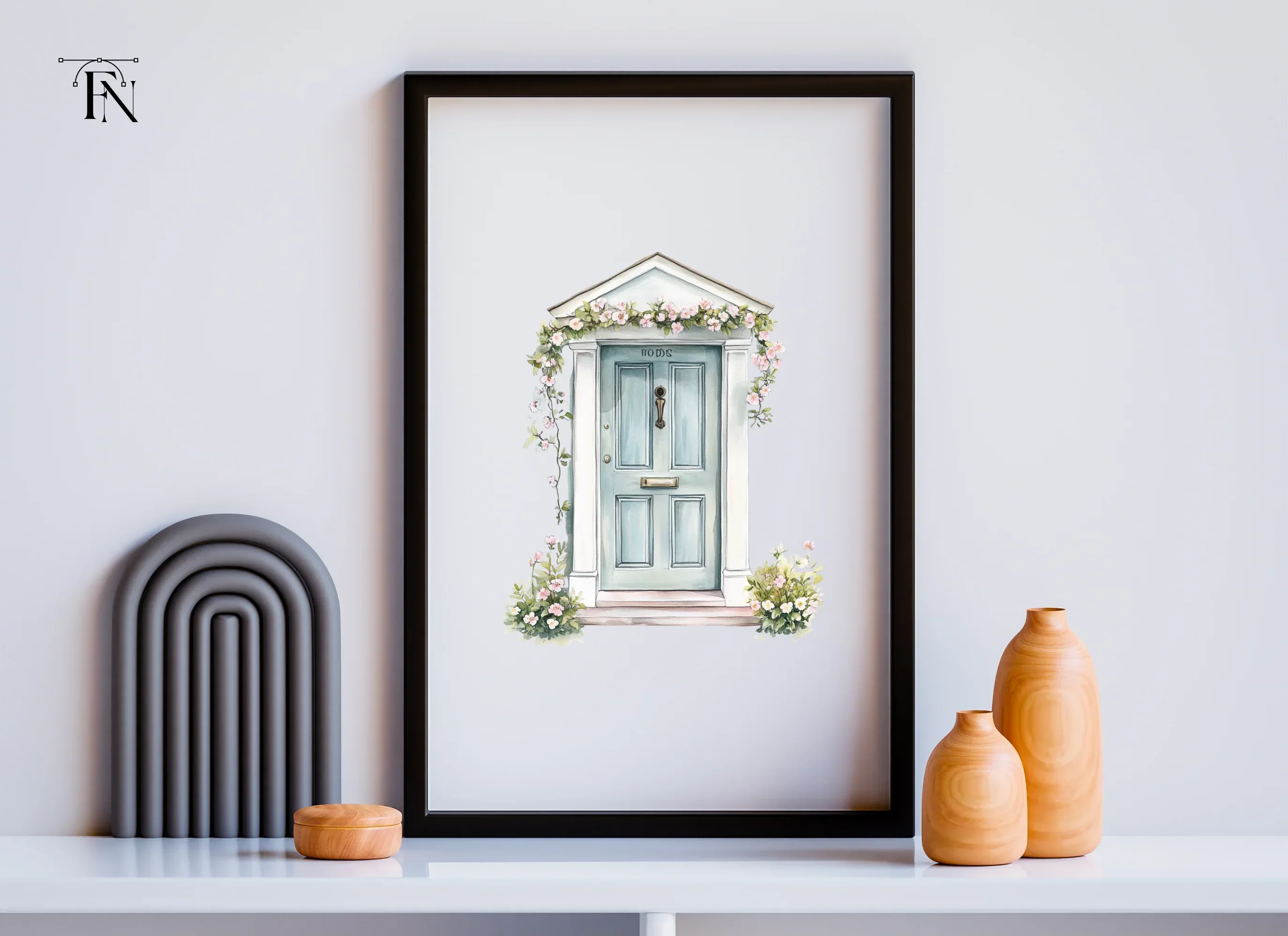 Charming Blue Door with Floral Decor Clipart Bundle - Image 3