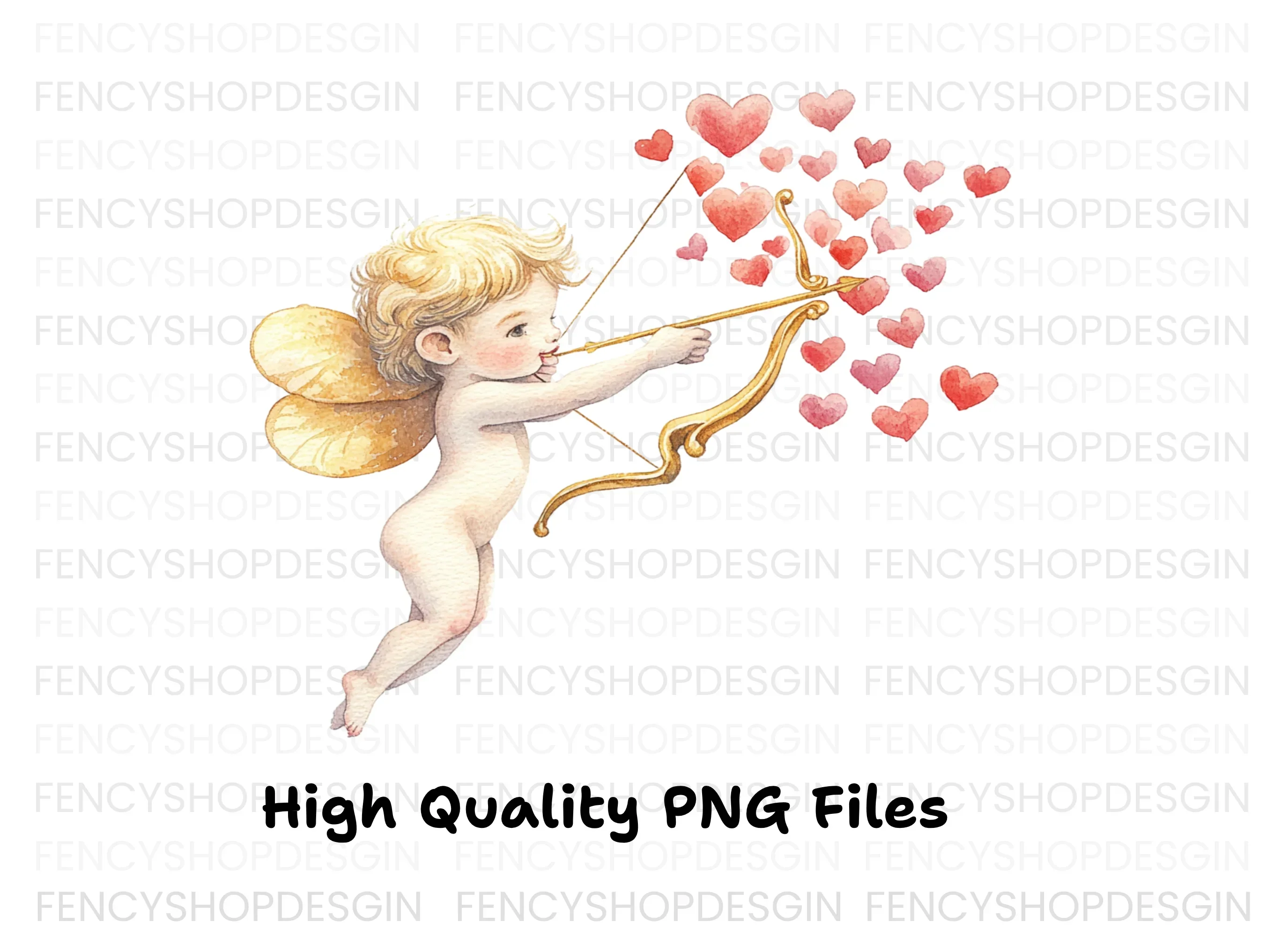 Charming Cupid Shooting Heart Arrows Clipart Bundle - Image 2