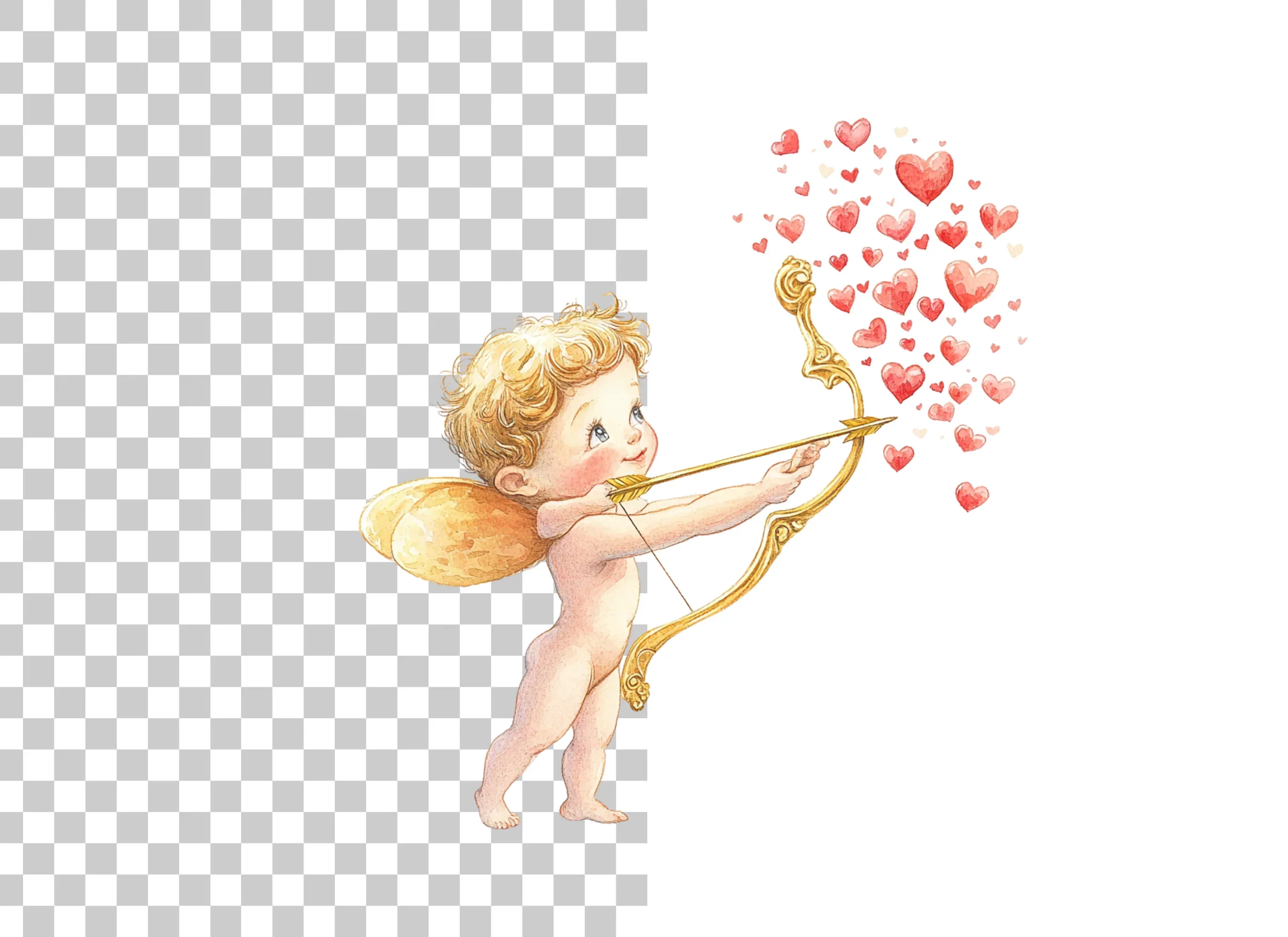 Charming Cupid Shooting Heart Arrows Clipart Bundle - Image 6