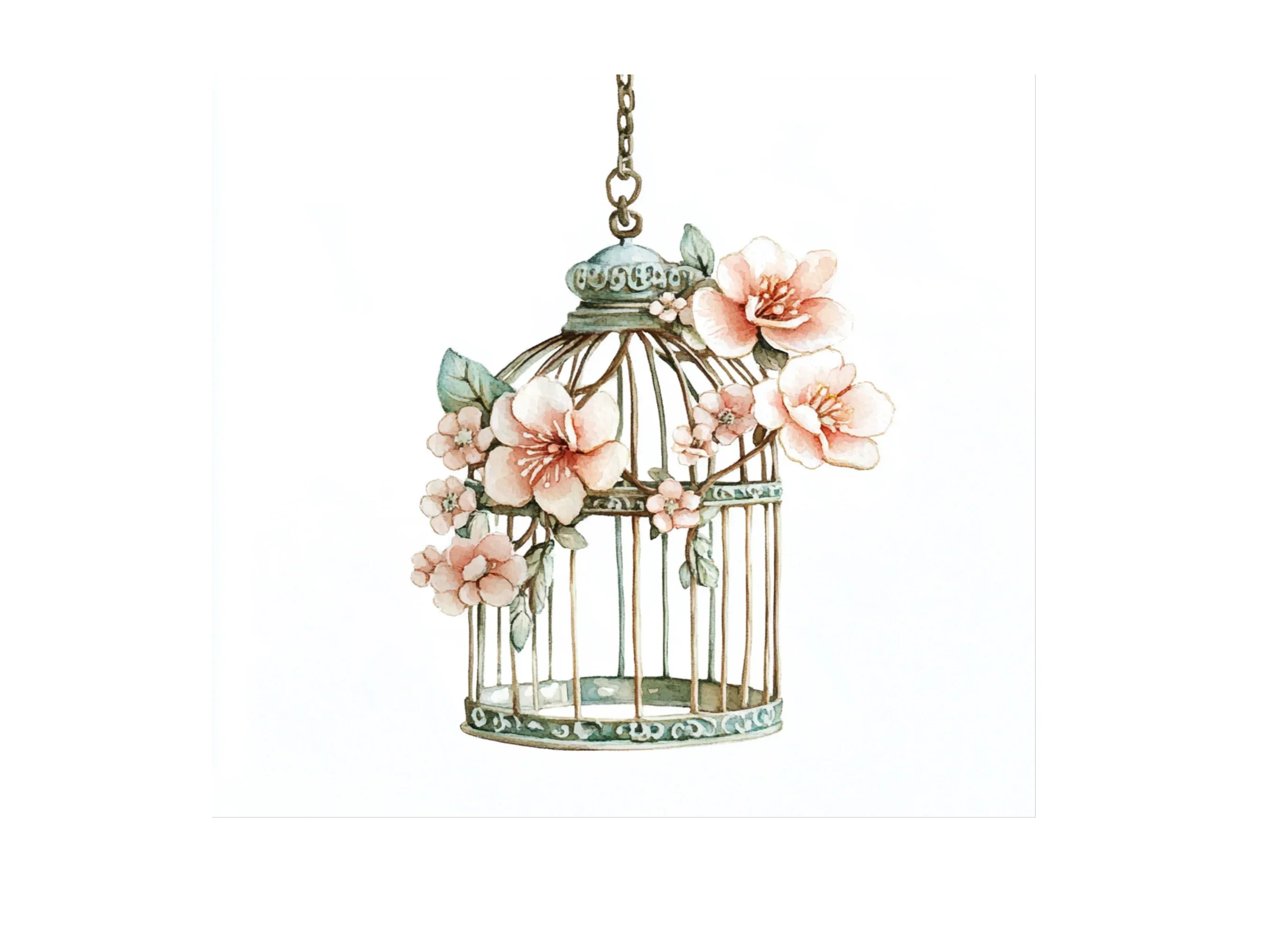 Charming Floral Birdcage Clipart Bundle - Image 2