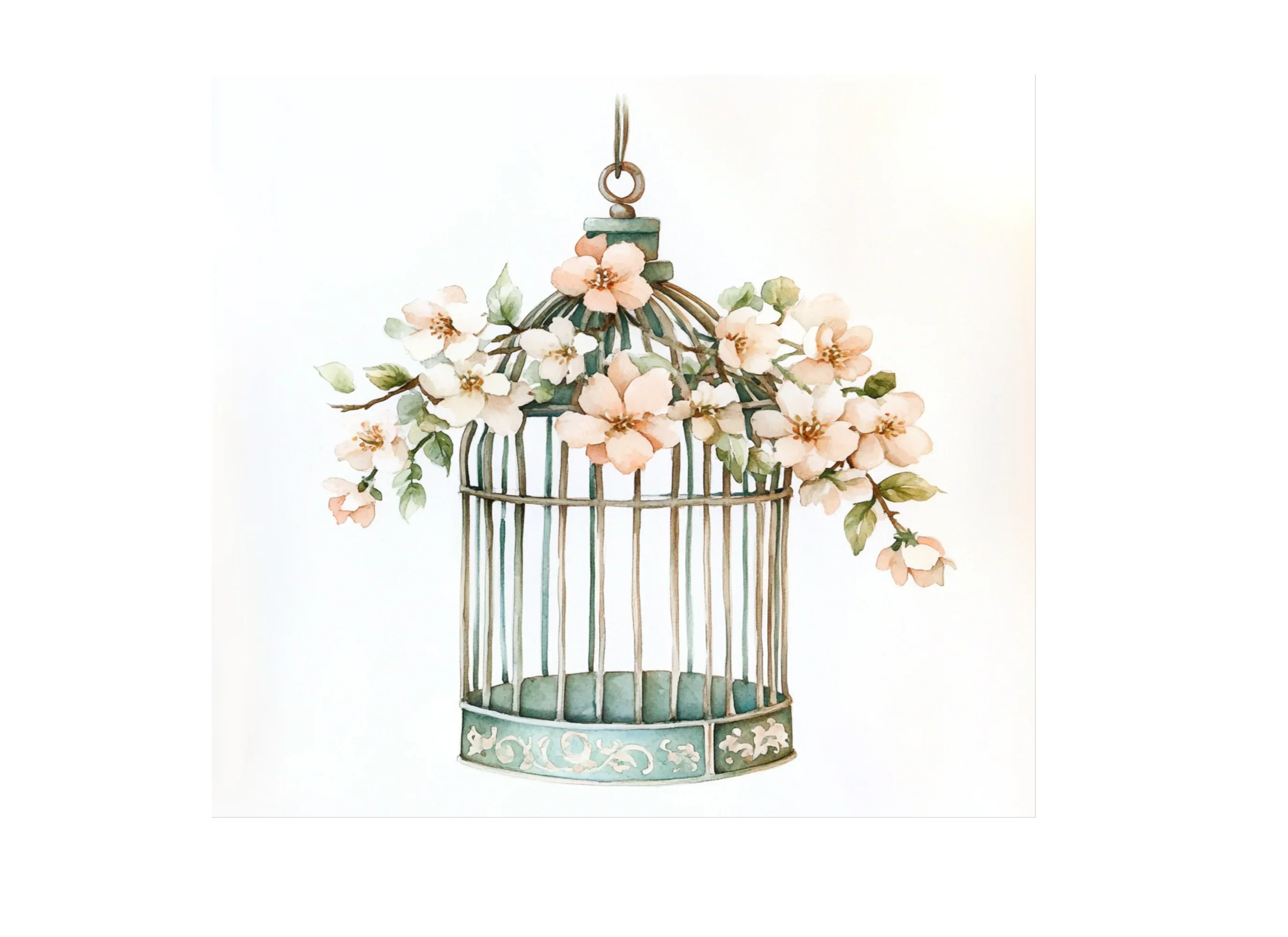 Charming Floral Birdcage Clipart Bundle - Image 3