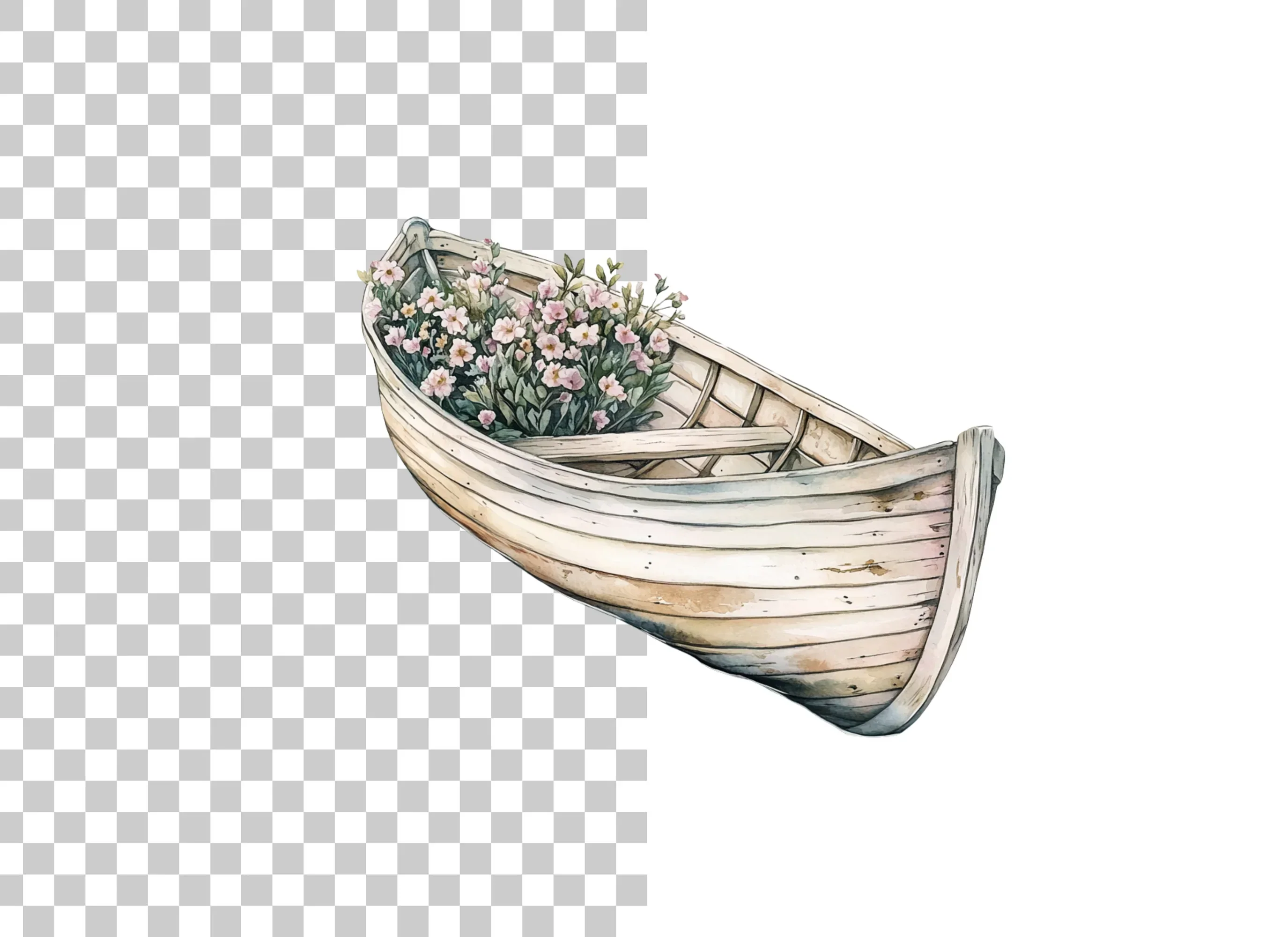 Charming Floral Boat Clipart Bundle - Image 2