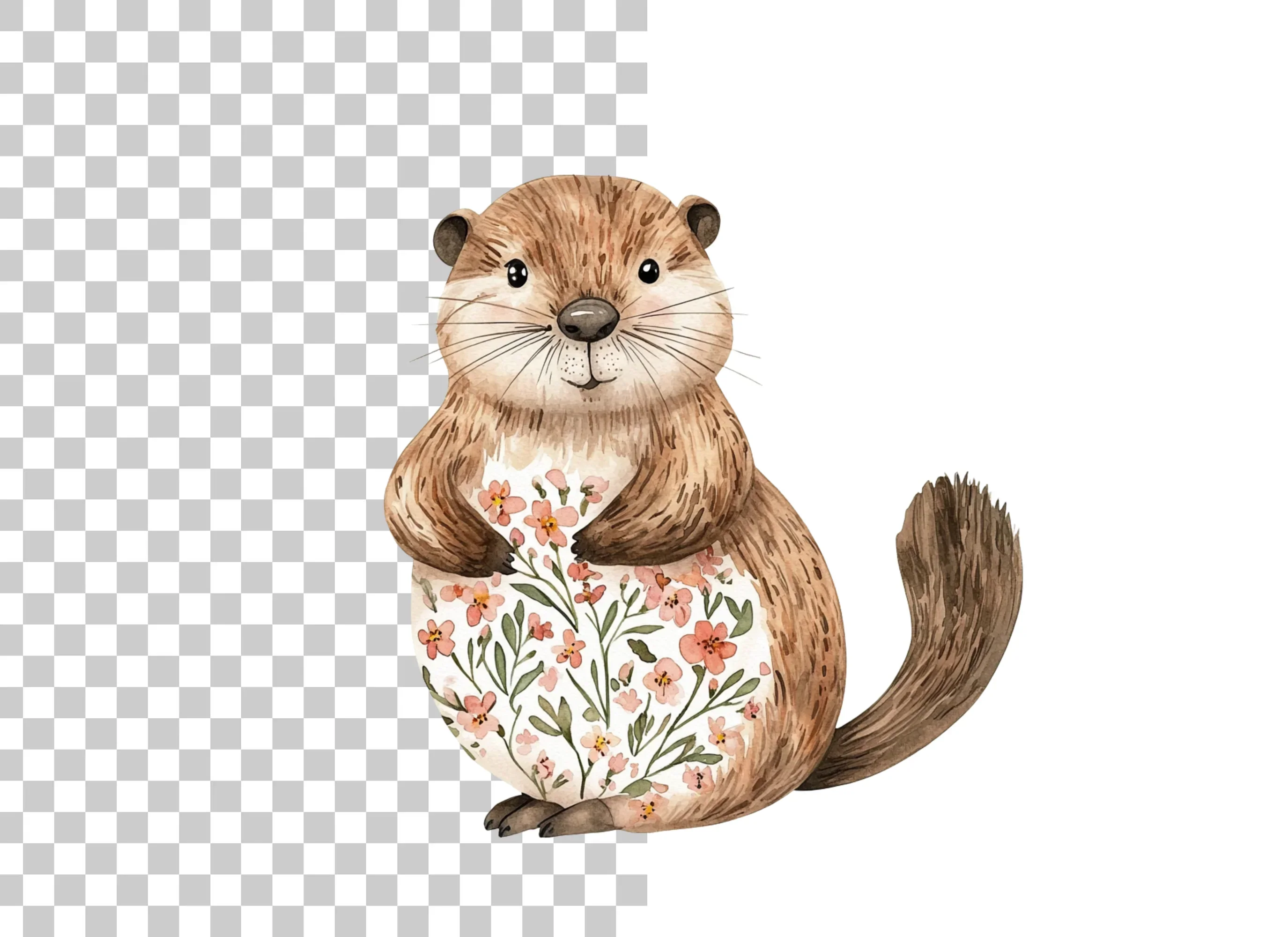Charming Floral Otter Clipart Bundle - Image 2
