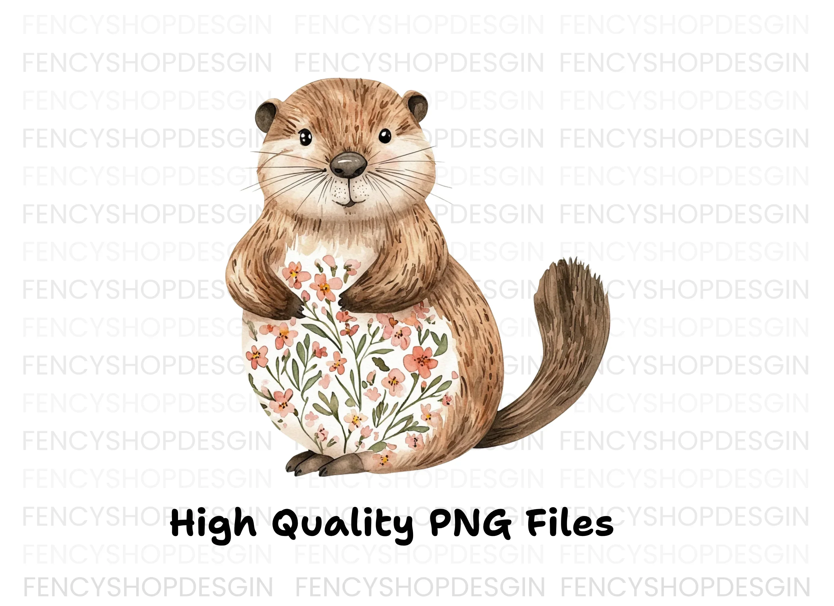Charming Floral Otter Clipart Bundle - Image 4