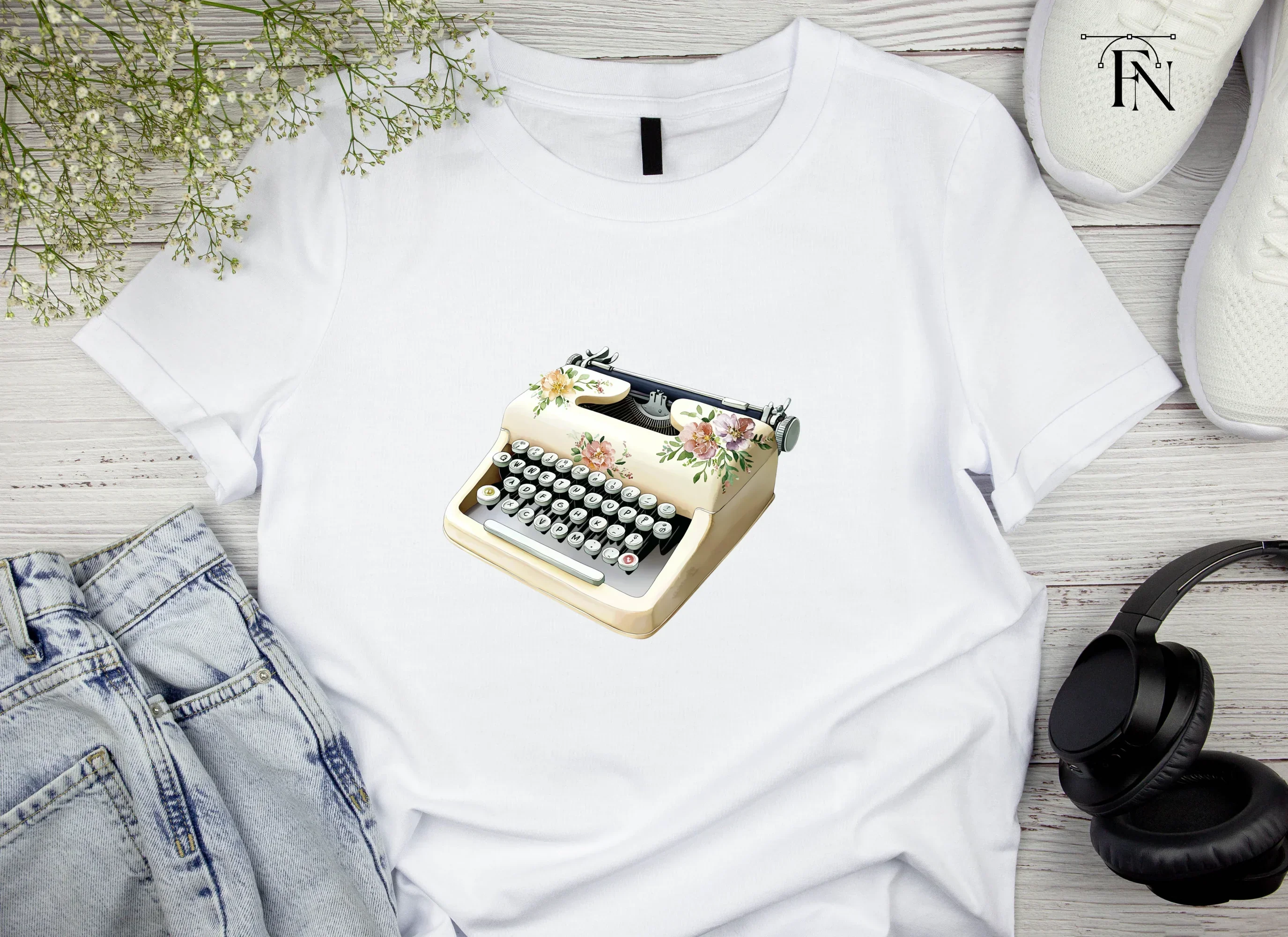Charming Floral Typewriter Clipart Bundle - Image 2