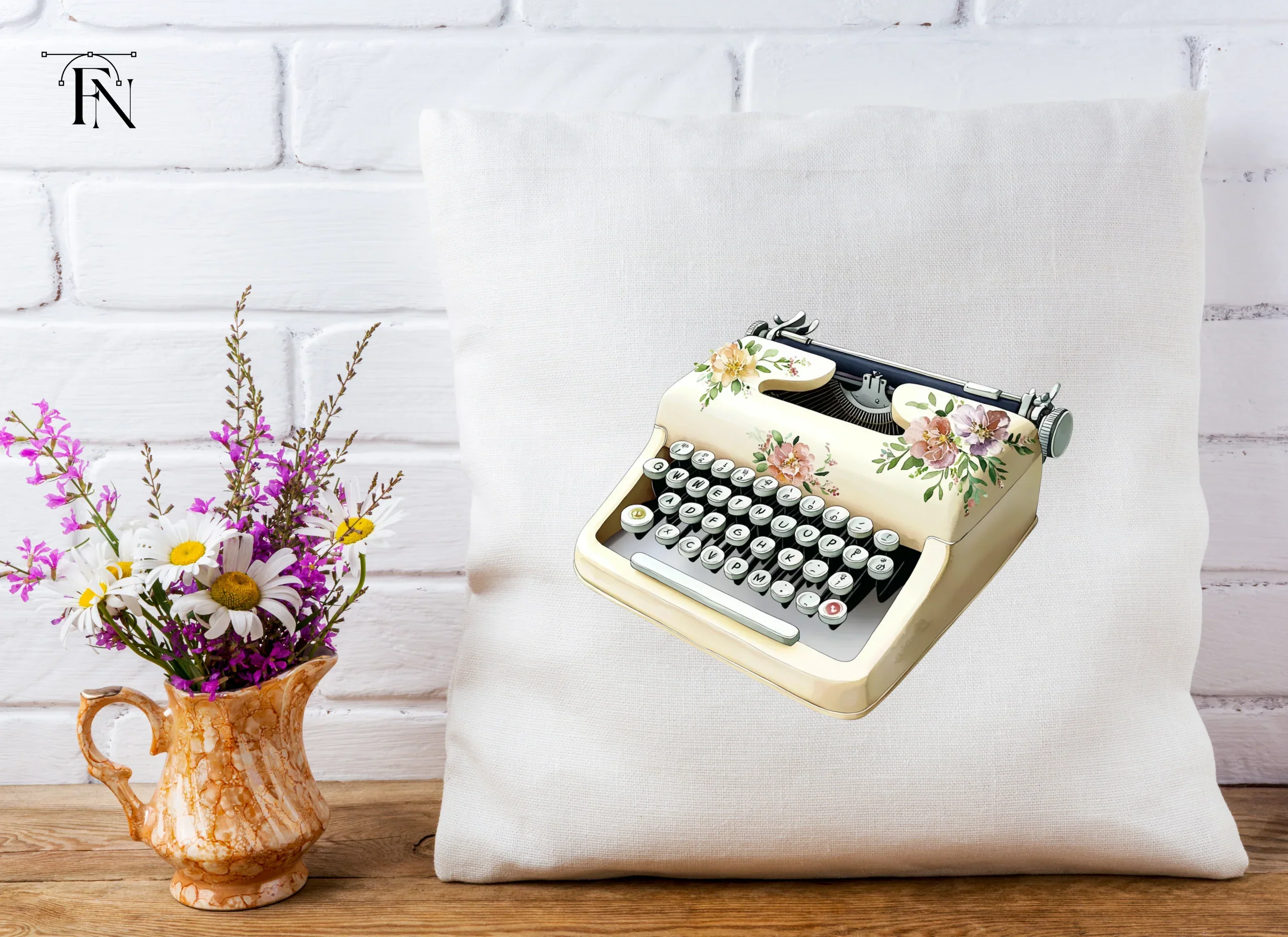 Charming Floral Typewriter Clipart Bundle - Image 3