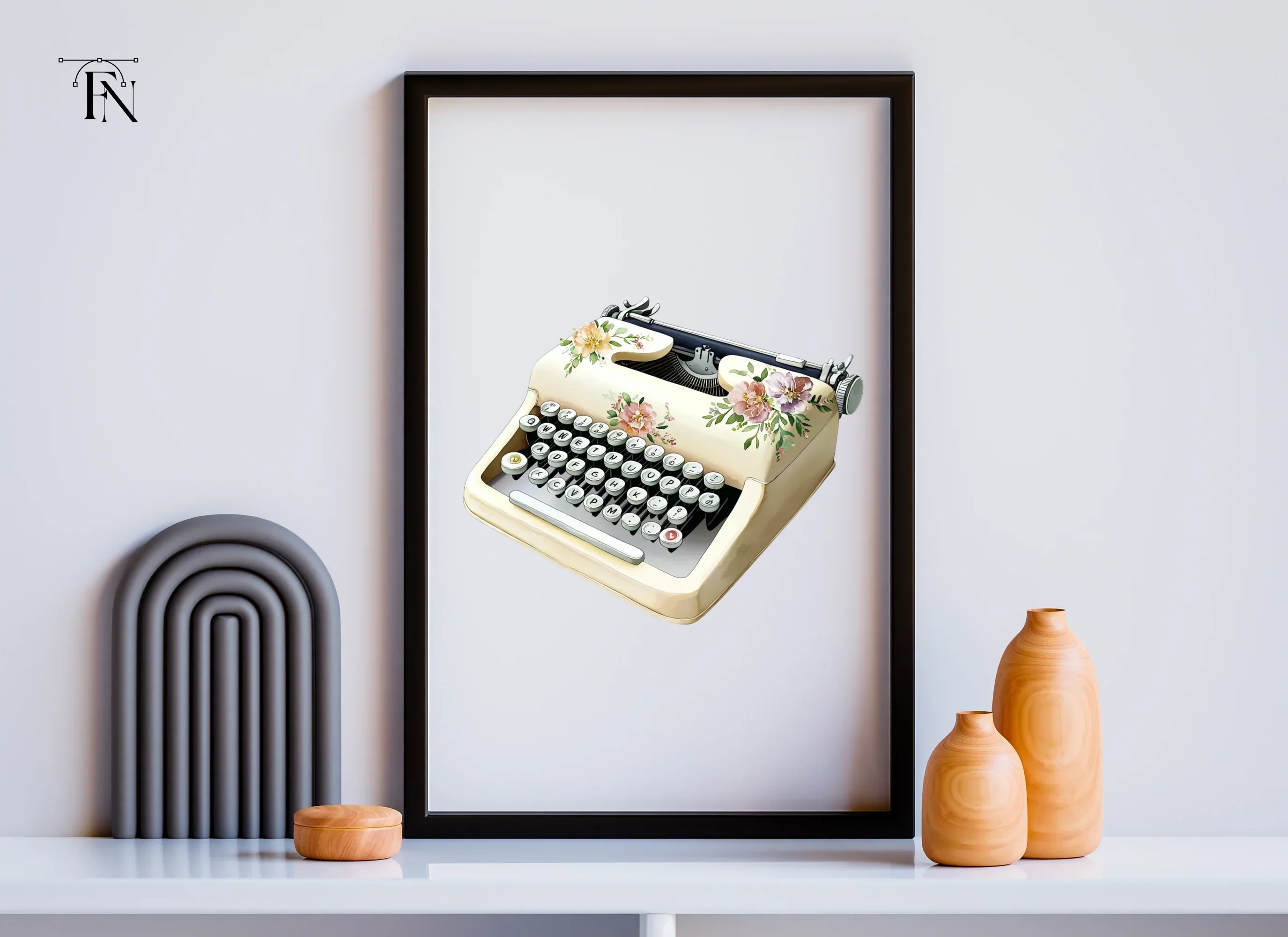 Charming Floral Typewriter Clipart Bundle - Image 4