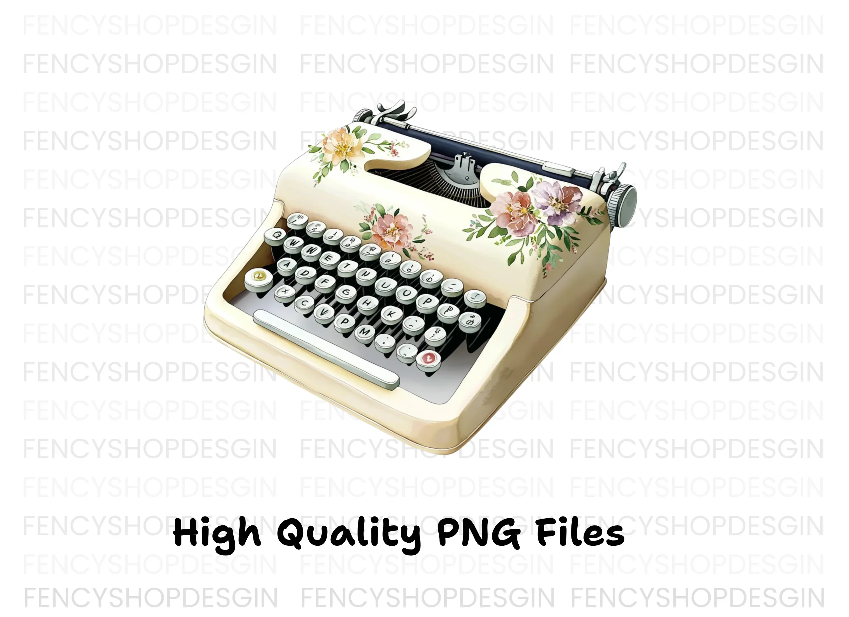 Charming Floral Typewriter Clipart Bundle - Image 5