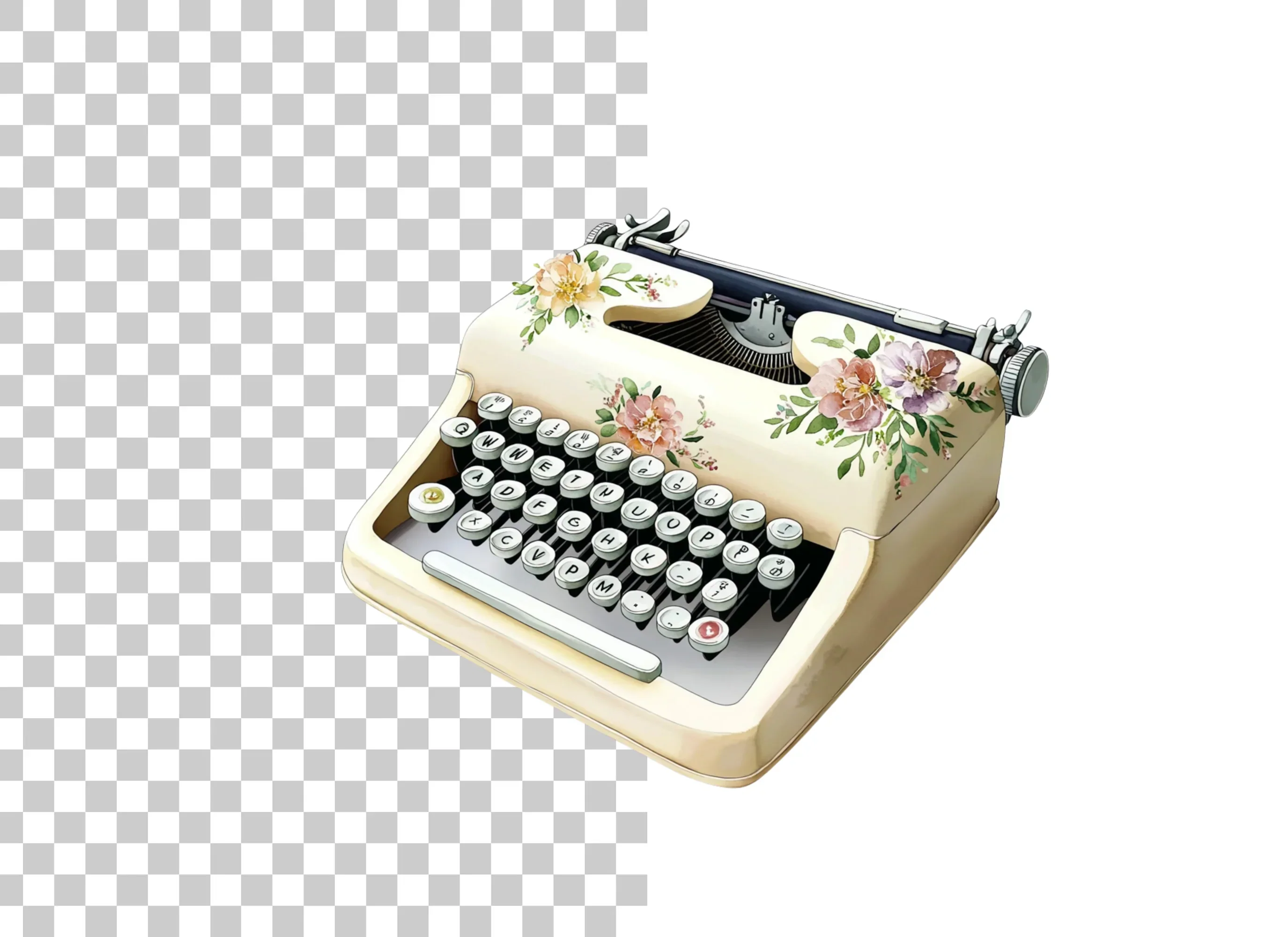 Charming Floral Typewriter Clipart Bundle - Image 6