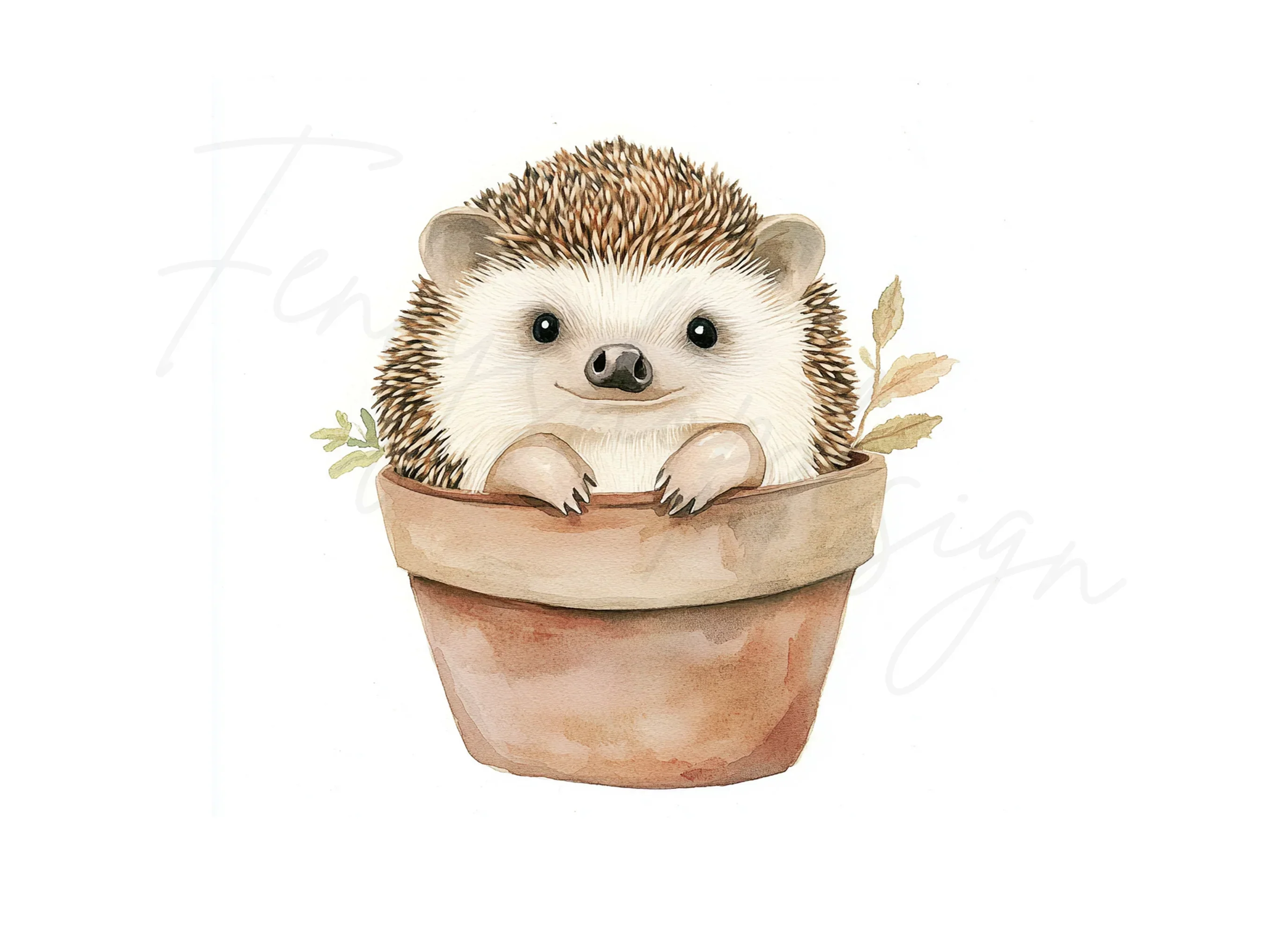 Charming Hedgehog in Terracotta Pot Clipart Bundle - Image 3