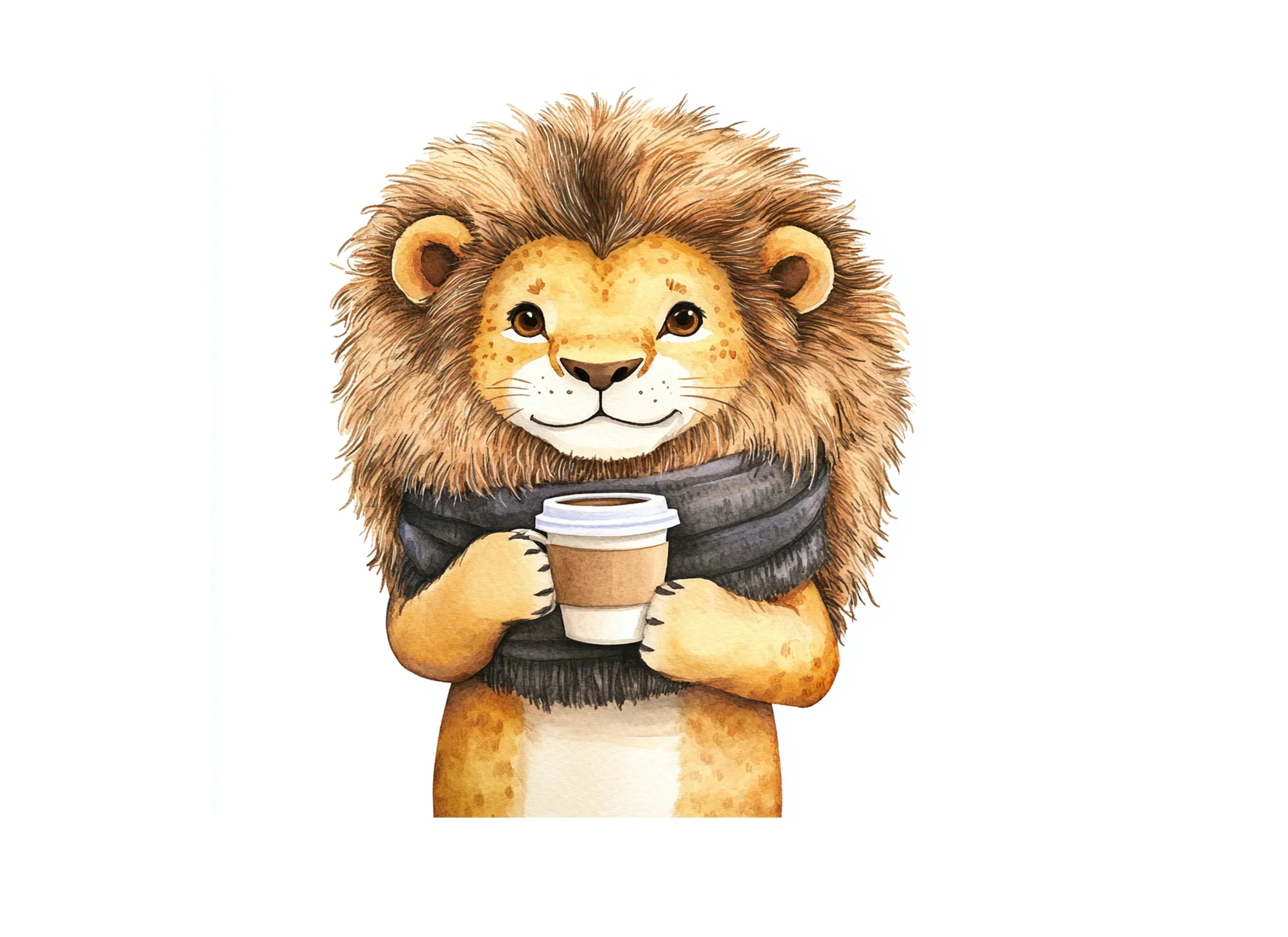 Charming Lion Coffee Cups Clipart Bundle - Image 3