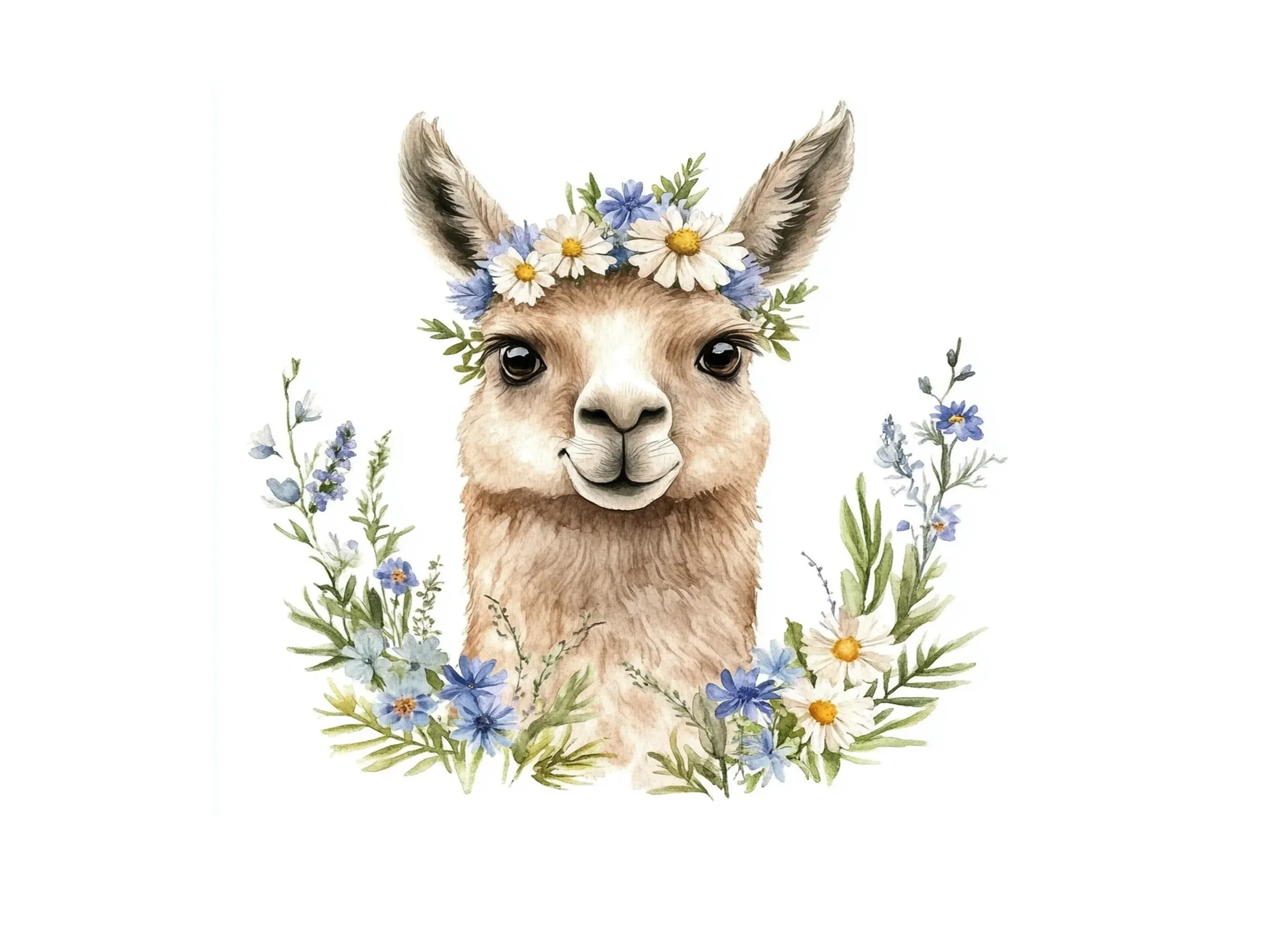 Charming Llama Portraits with Flower Crowns Clipart Bundle - Image 3