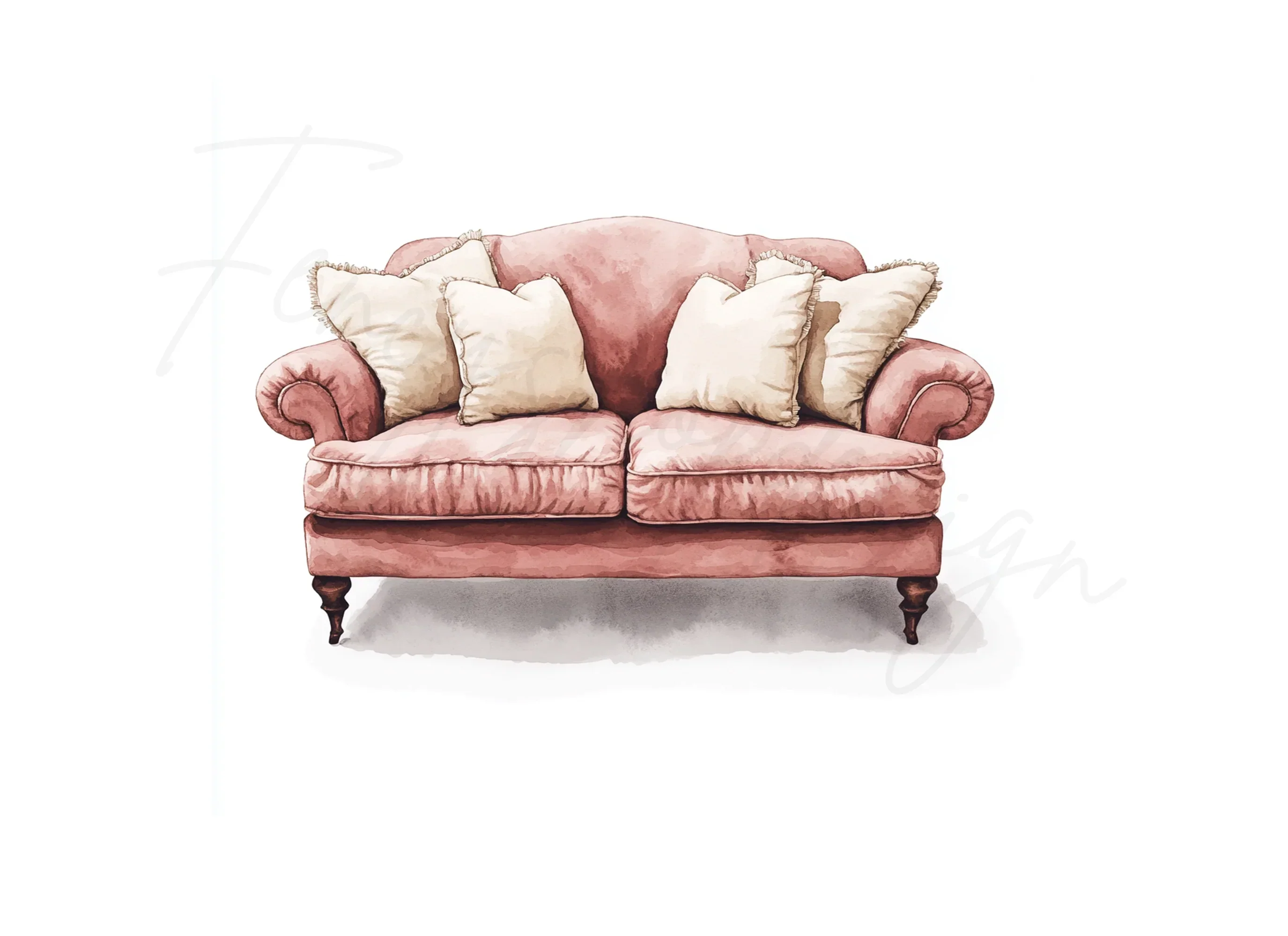 Charming Pink Sofa Clipart Bundle - Image 3