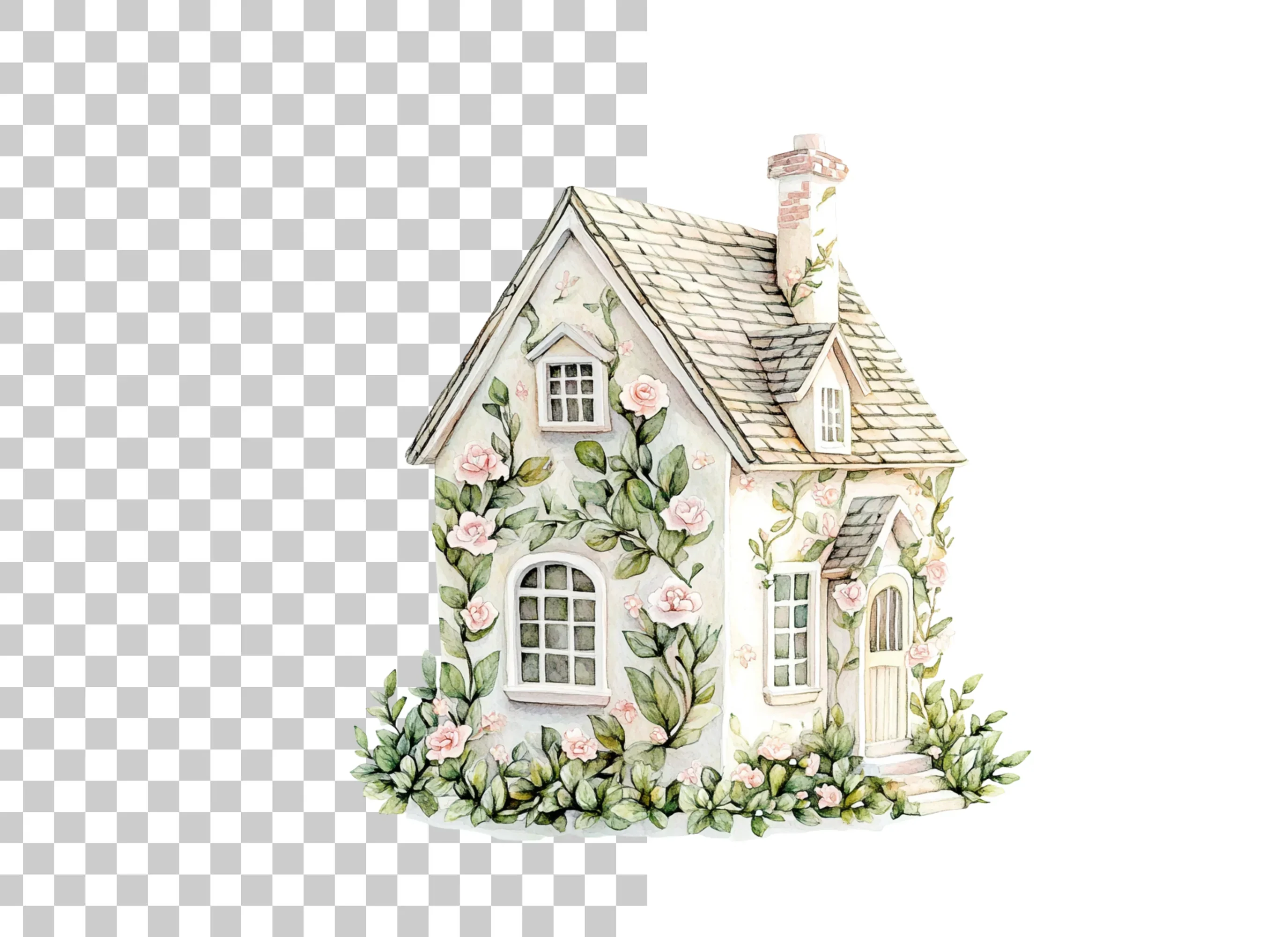 Charming Rose Covered Cottage Clipart Bundle - Image 2