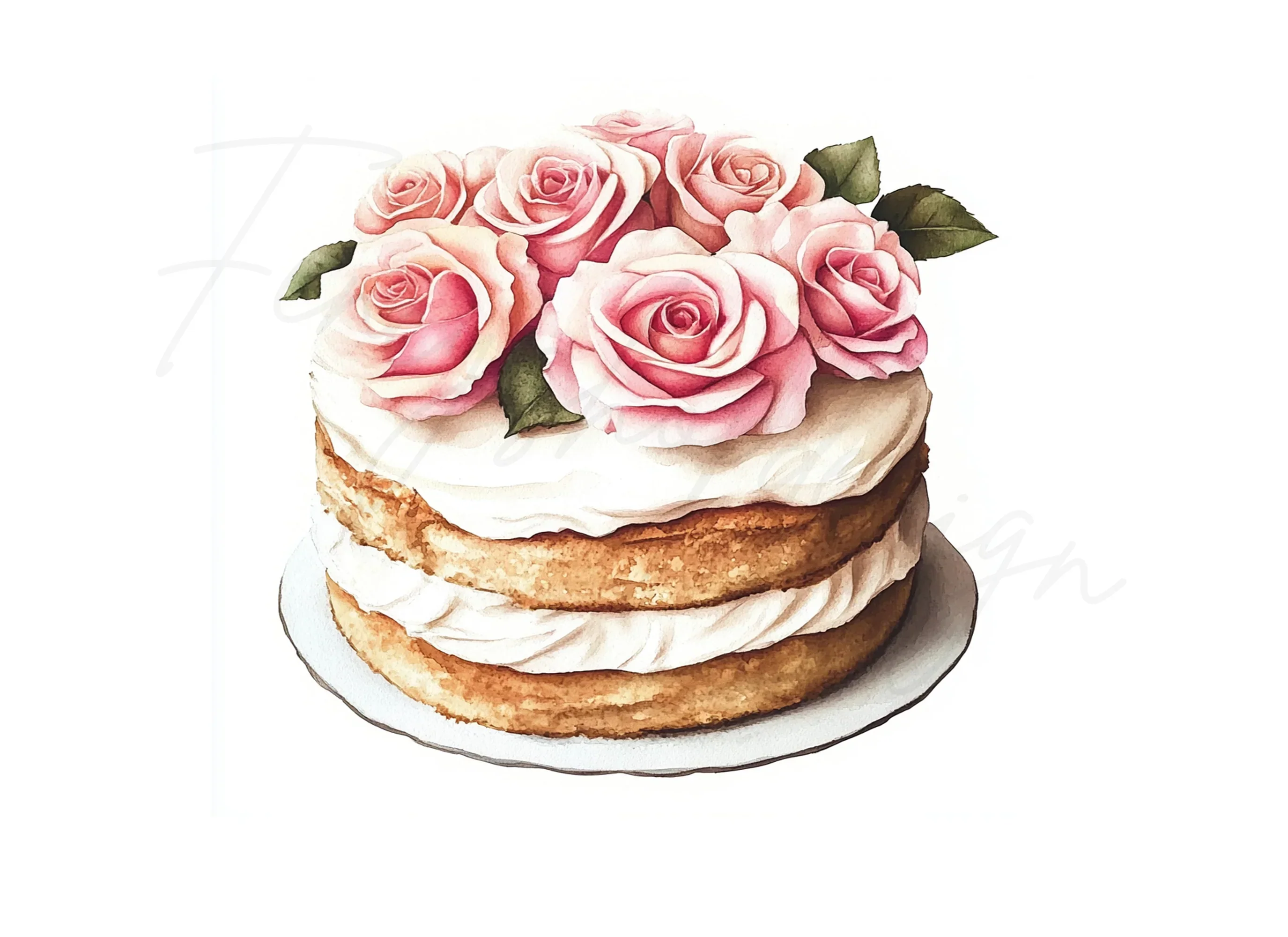Charming Rose Topped Cakes Clipart Bundle - Image 3