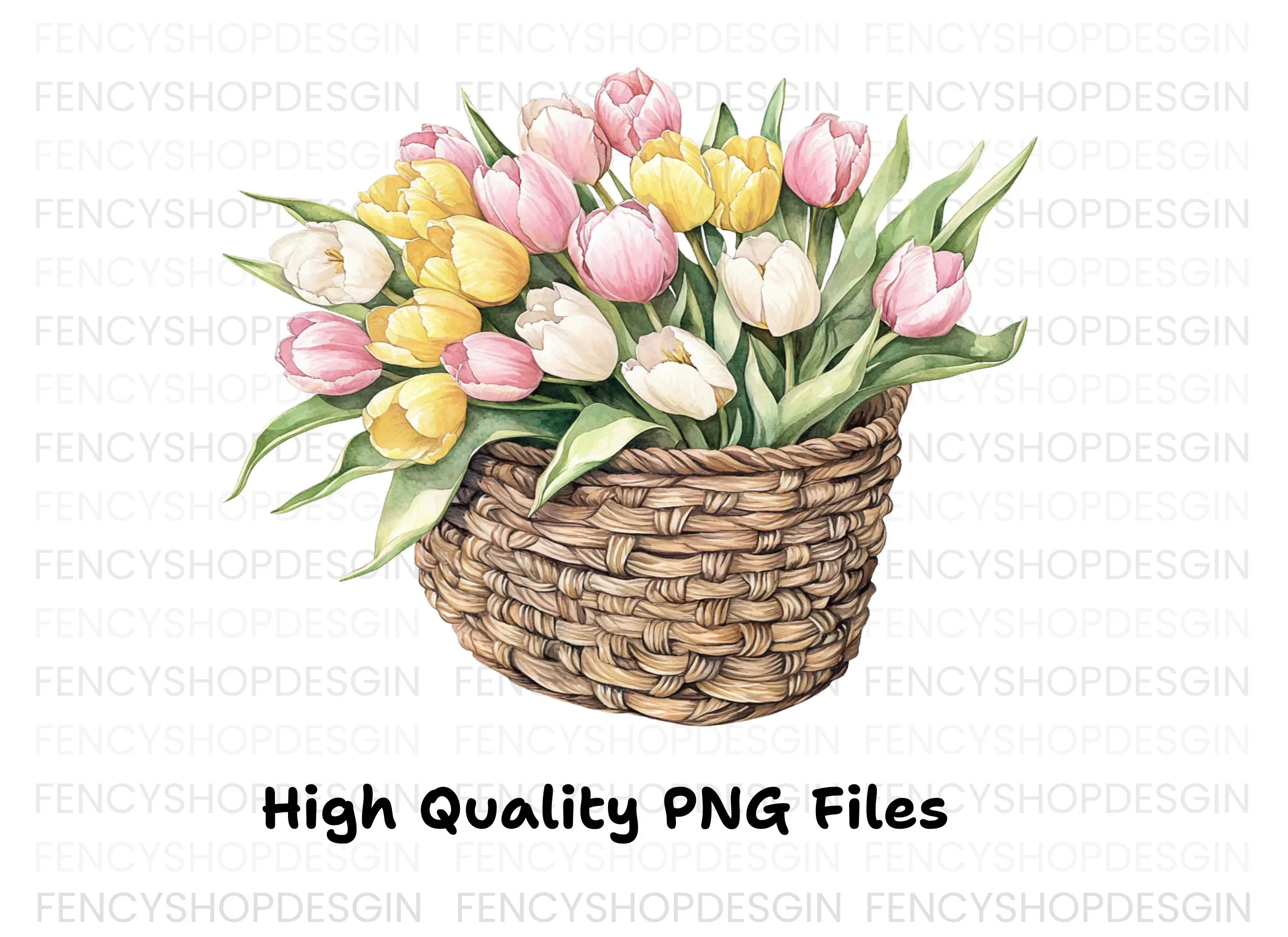 Charming Tulip Basket Clipart Bundle - Image 2