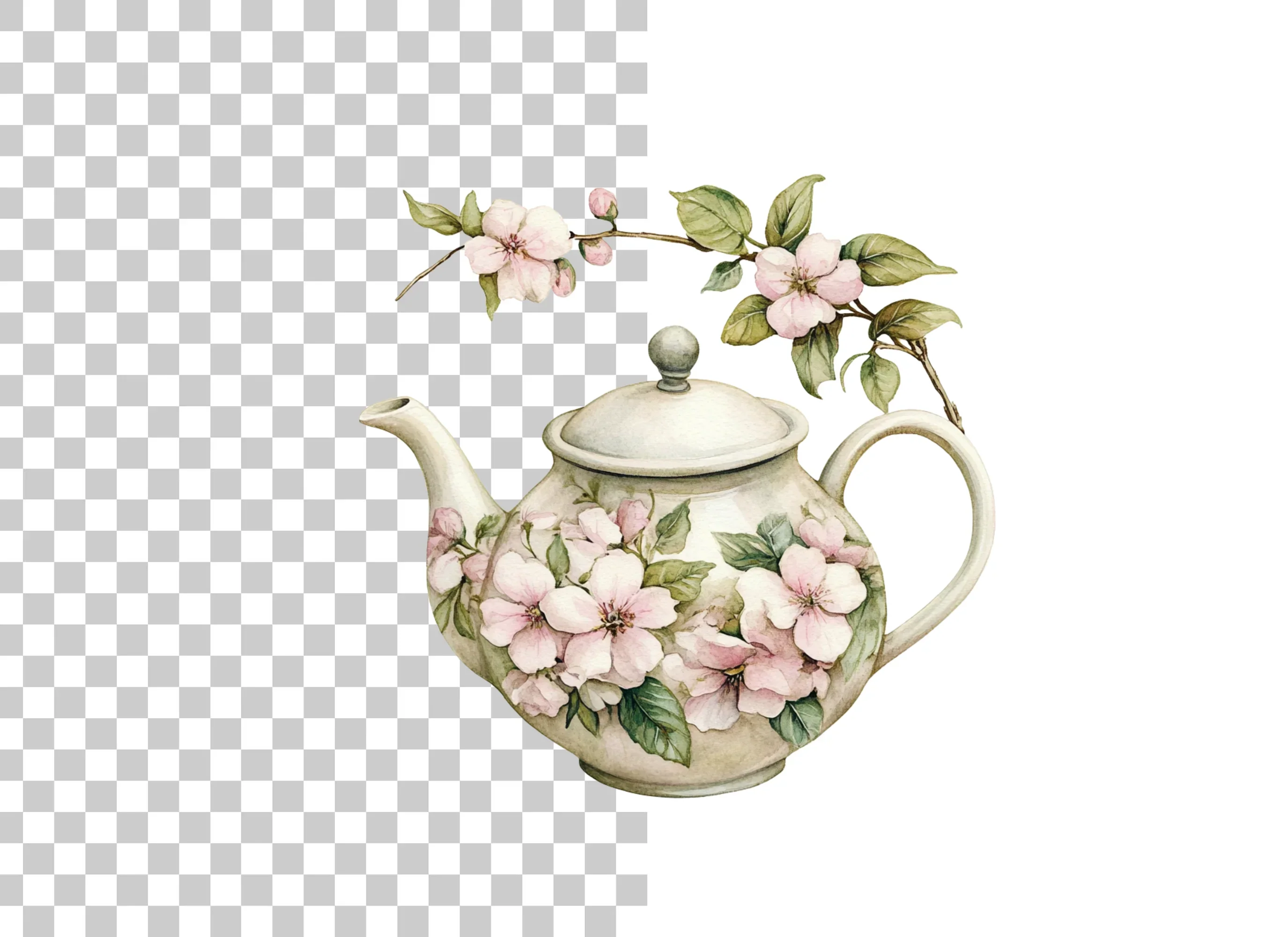 Cherry Blossom Teapots Clipart Bundle - Image 2