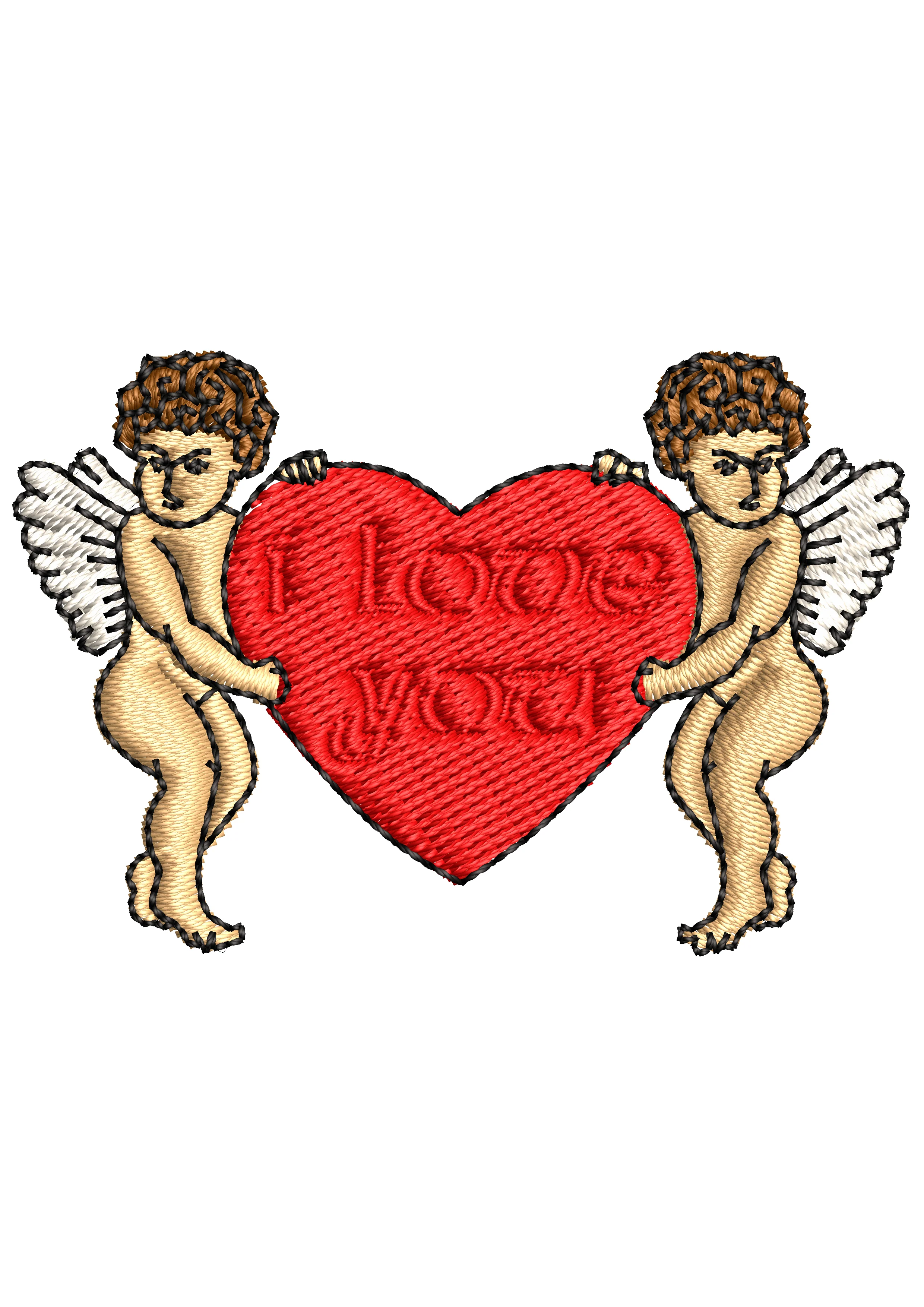 Cherubs Embroidery Design