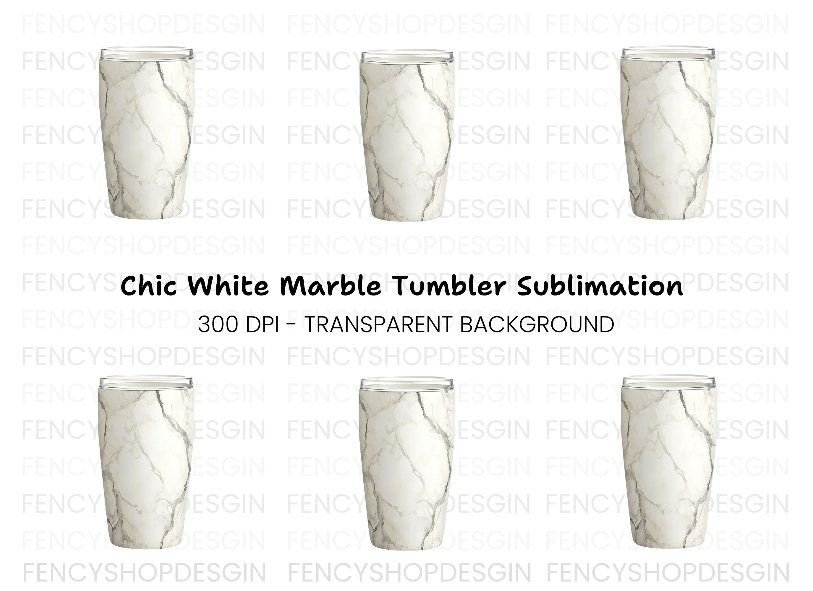 Chic White Marble Tumbler Clipart Bundle