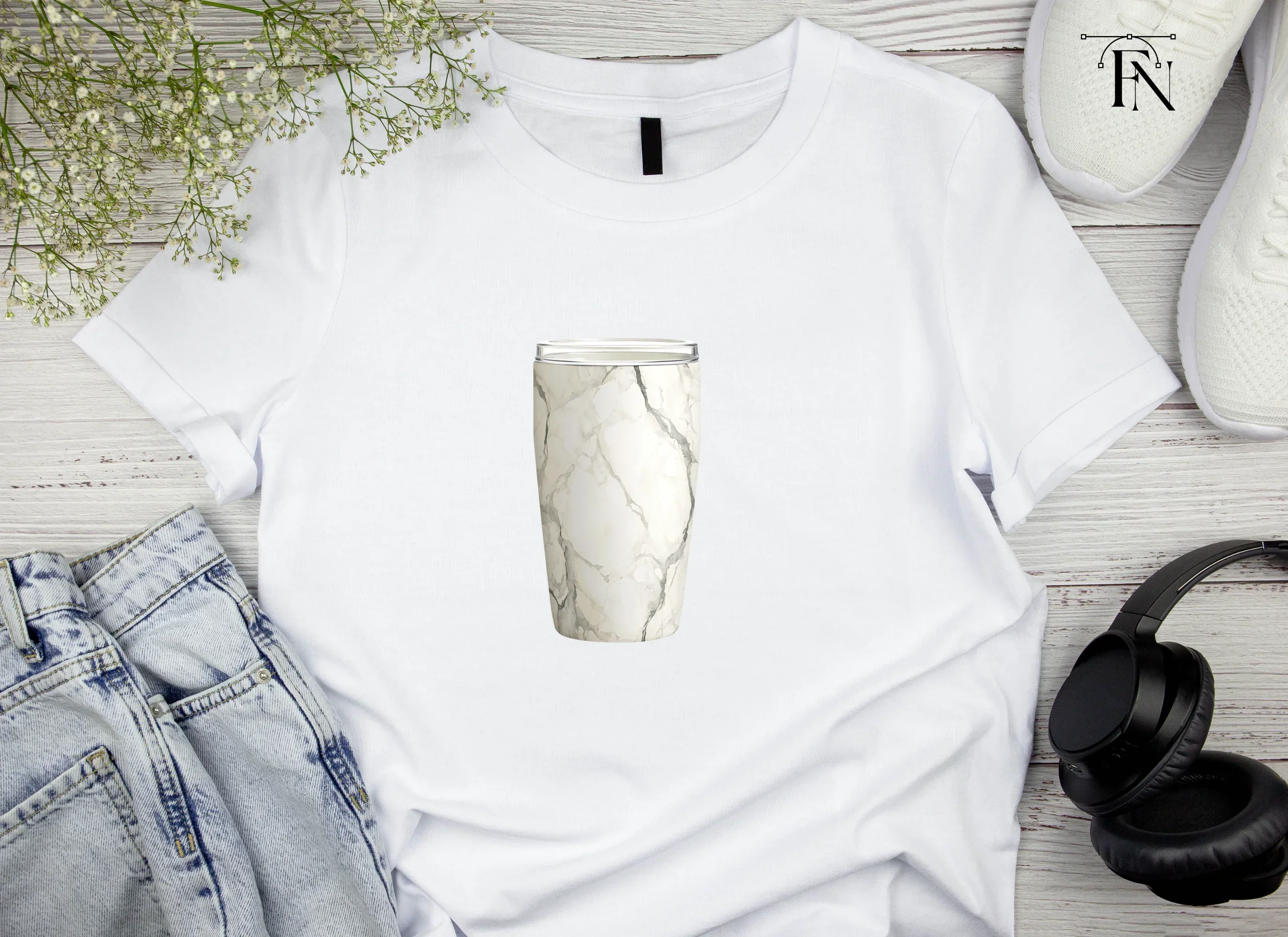 Chic White Marble Tumbler Clipart Bundle - Image 4