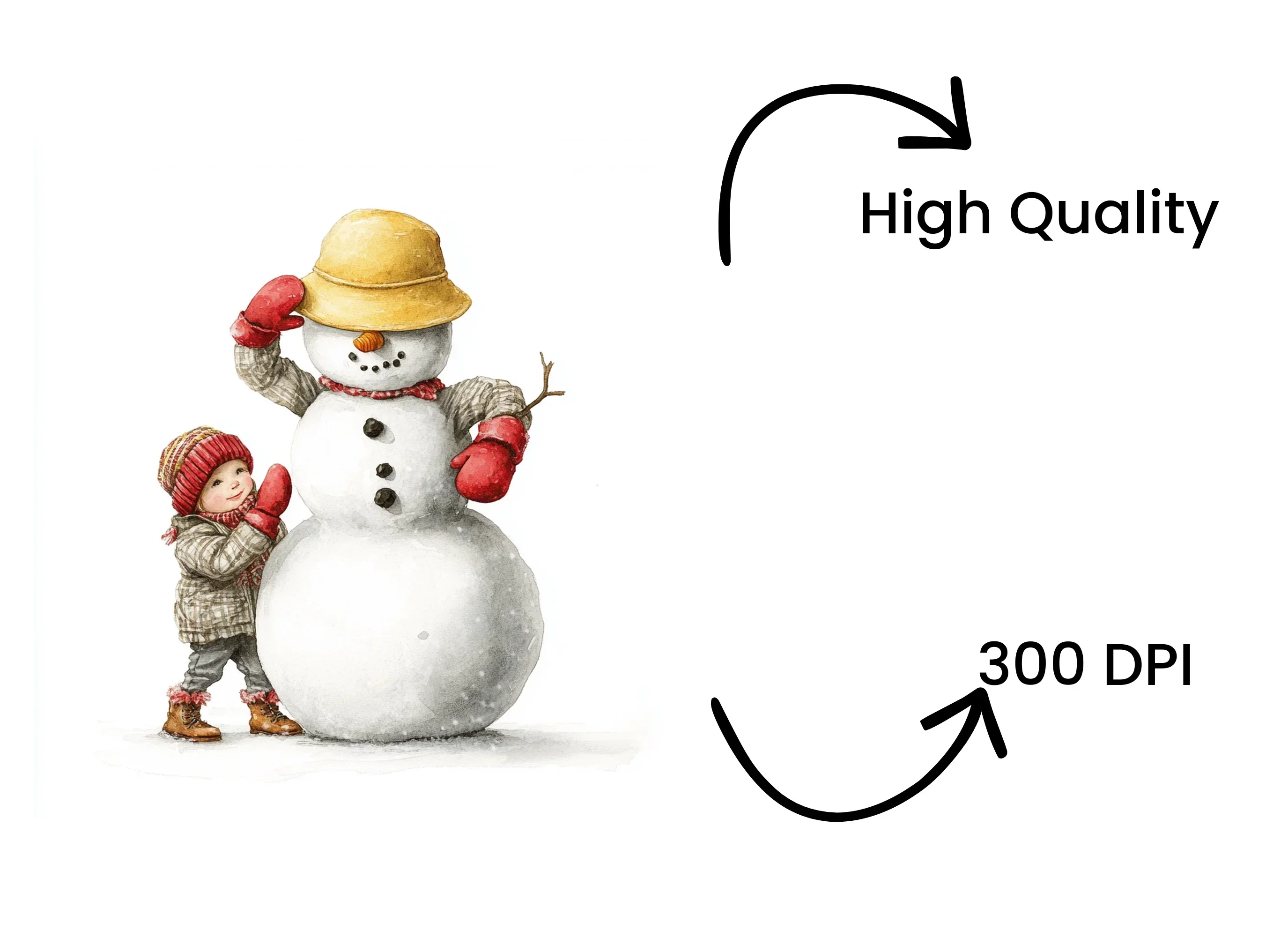 Children Building Snowman Clipart Bundle - Image 4