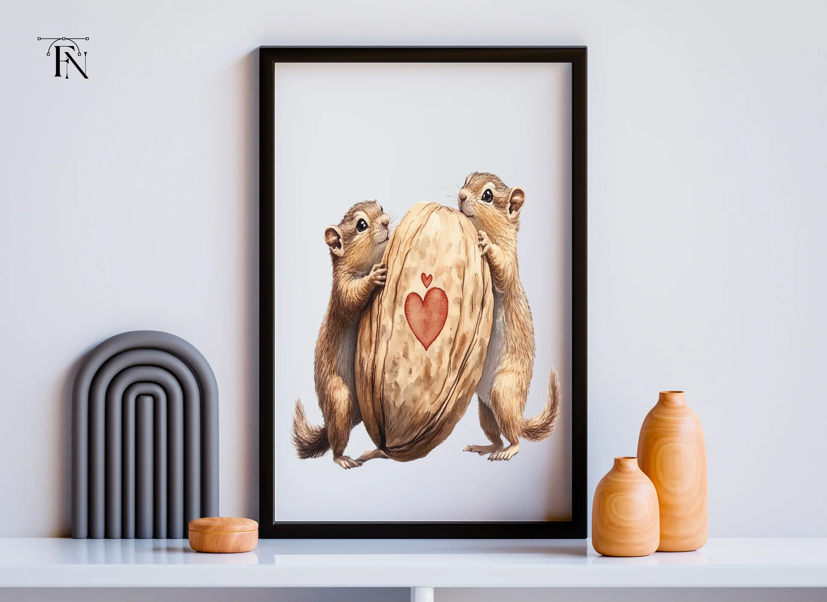Chipmunk Couple Heart Nut Clipart Bundle - Image 5
