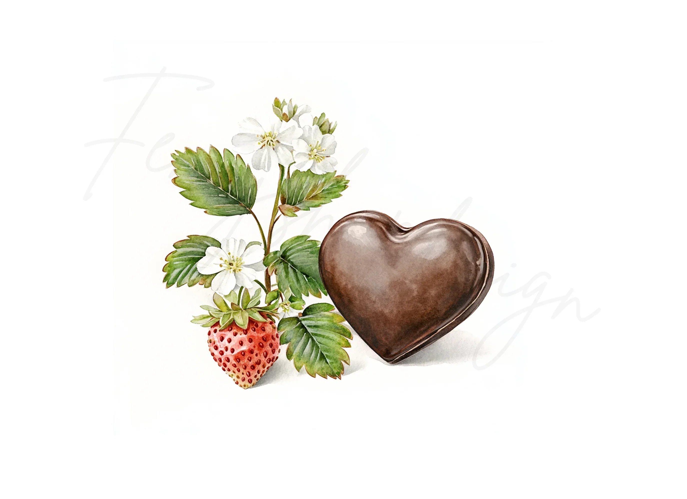 Chocolate Heart Strawberry Clipart Bundle - Image 2