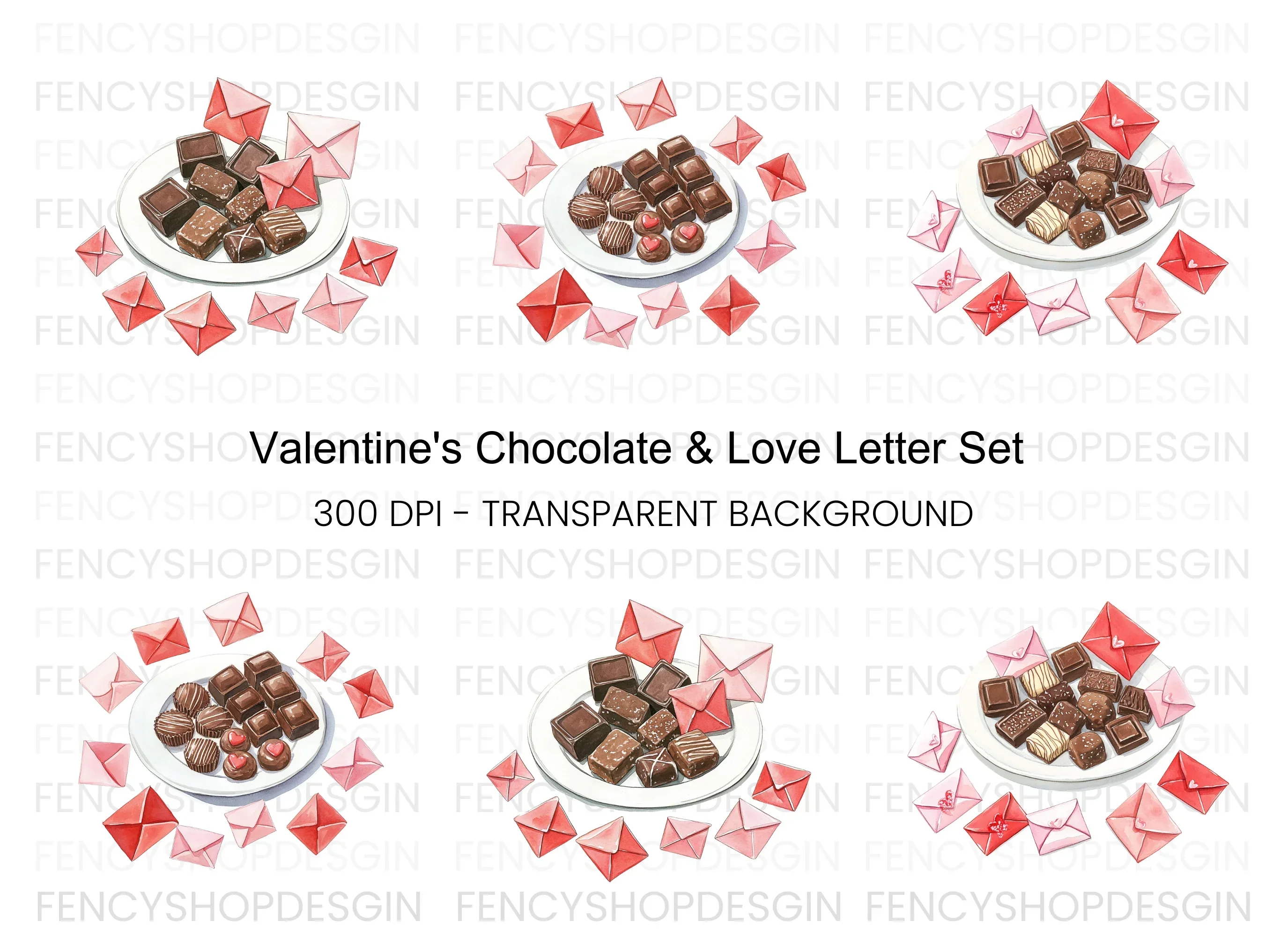 Chocolates and Love Notes Clipart Bundle