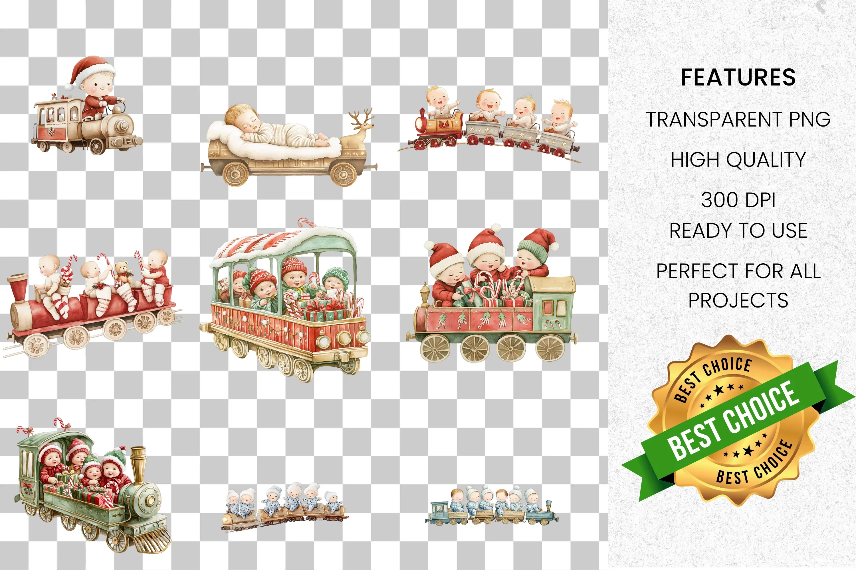 Christmas Astronaut Babies Clipart Bundle - Image 2