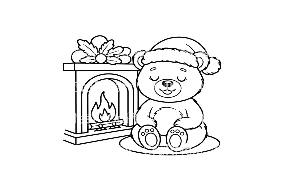 Christmas Bears by Fireplace Coloring Books - Image 3