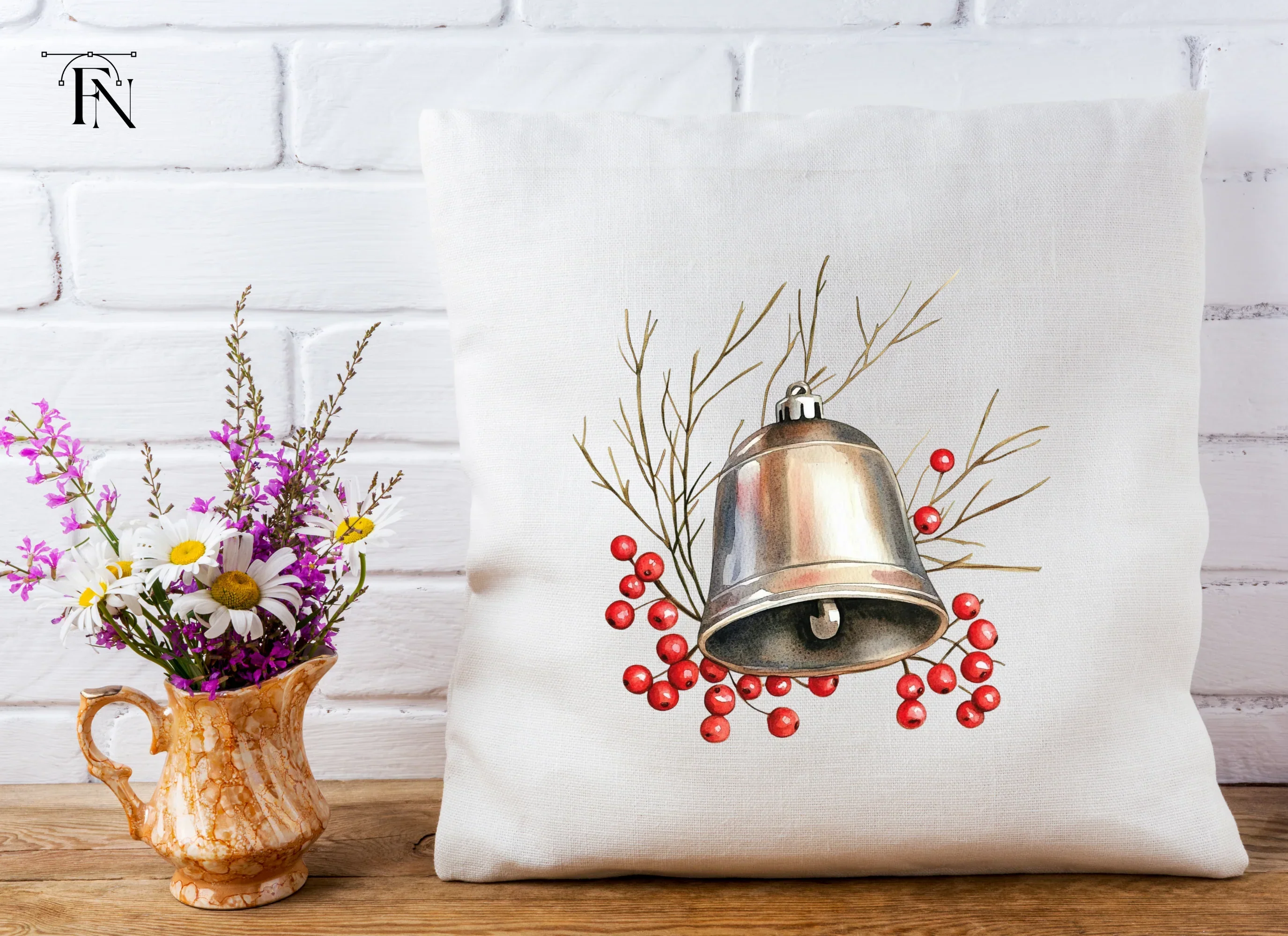 Christmas Bell with Berries Clipart Bundle - Image 4
