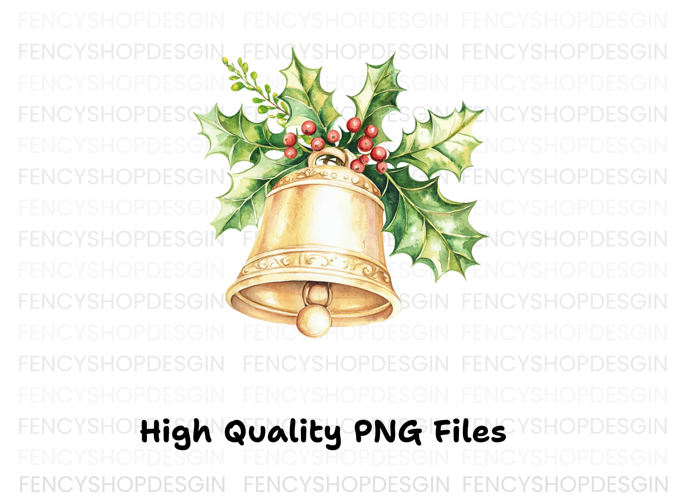 Christmas Bells and Holly Clipart Bundle - Image 3