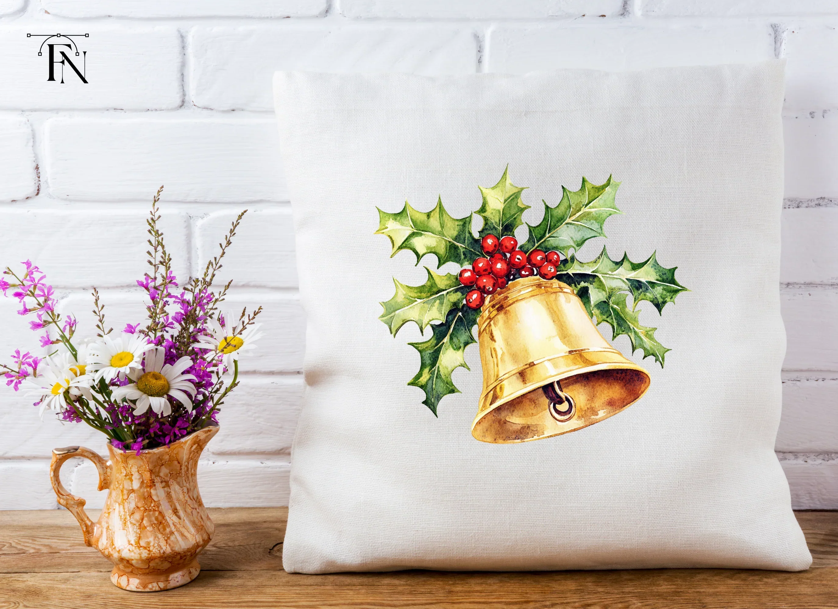 Christmas Bells and Holly Clipart Bundle - Image 5